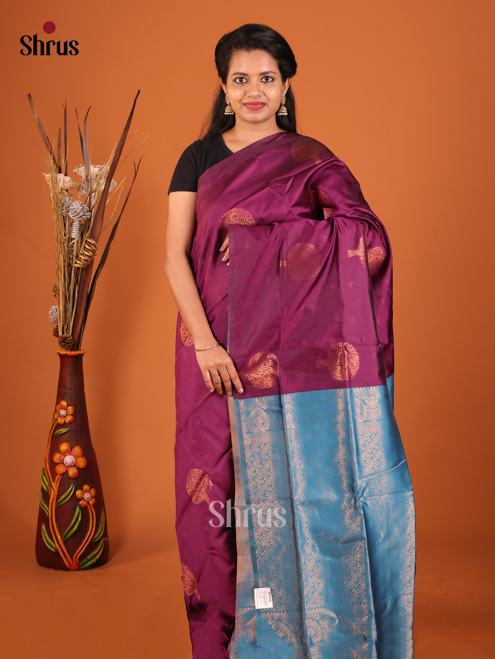 DIS19677 - Semi Softsilk Saree - Shop on Shrus.com