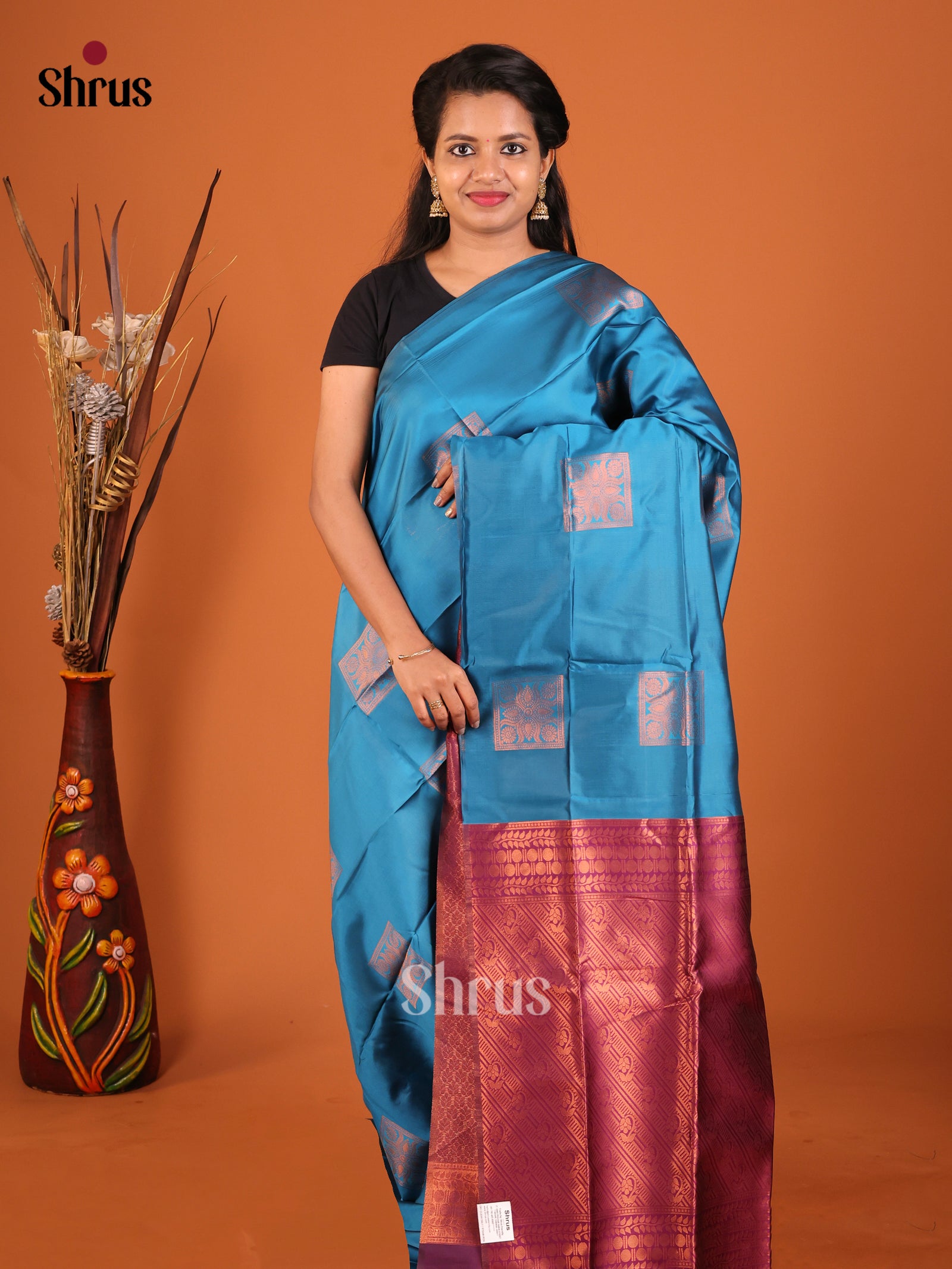 Blue & Purple- Semi Softsilk Saree