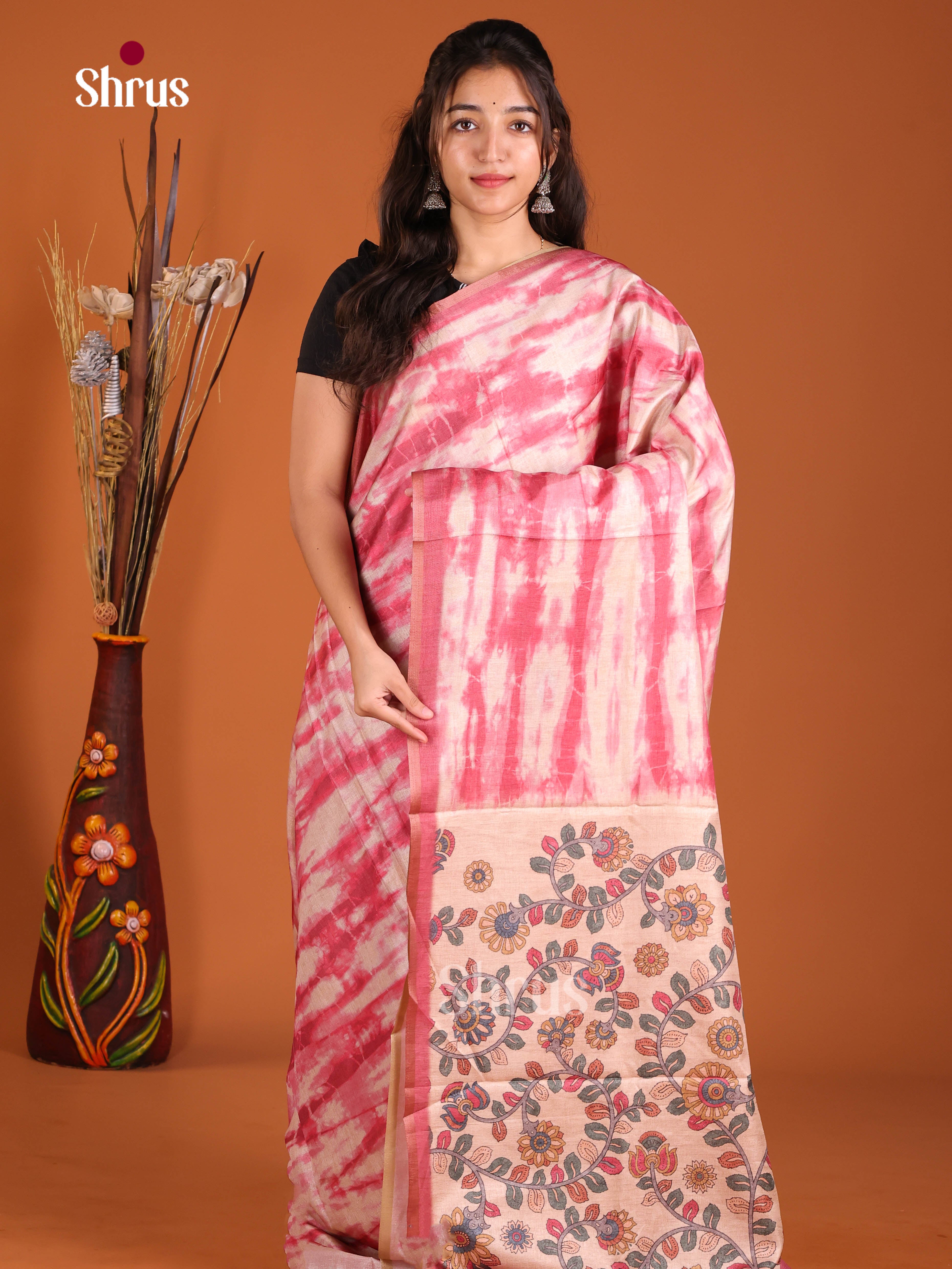 DIS22189 - Semi Maheshwari Print Saree