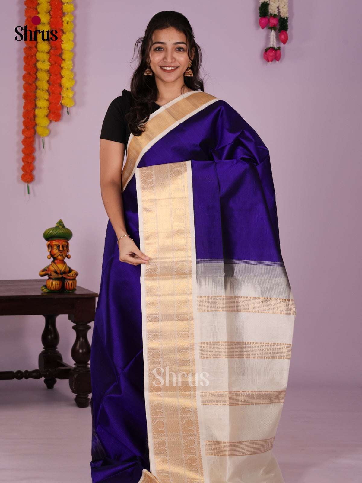 DIS22268 - Korvai-Medium border Saree - Shop on Shrus.com