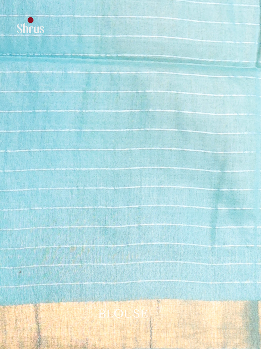 Sandal & Pastel Blue - Semi Tussar Saree