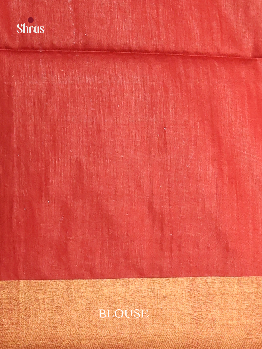 Cream & Red - Semi Tussar Saree