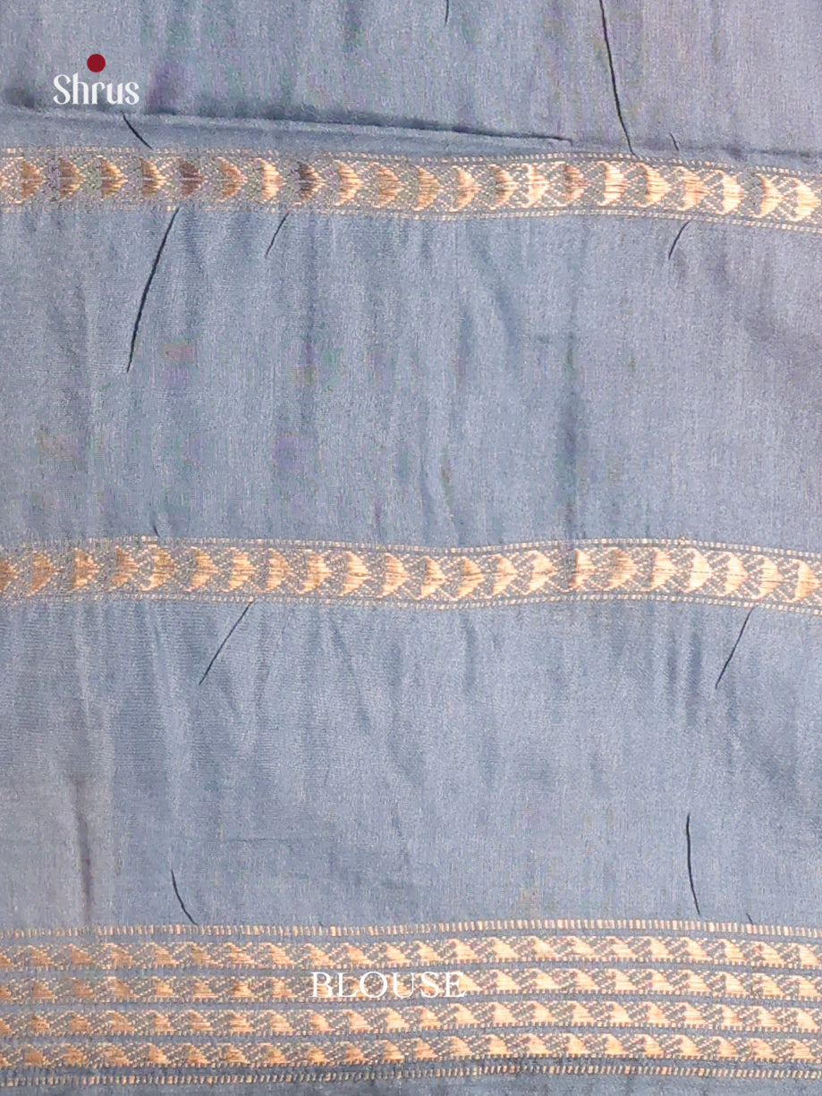 Onion Peel & Blue- Semi Tussar Saree