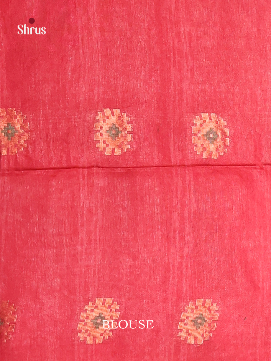 Blue & Red - Semi Tussar Saree