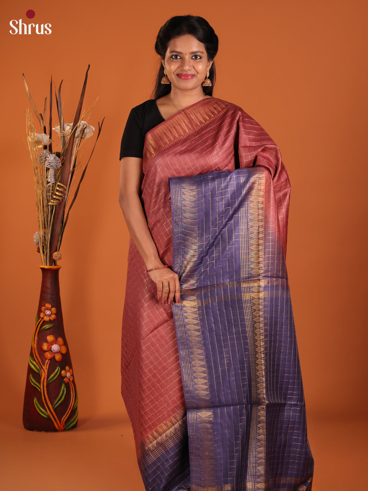 Arakku & Blue- Semi Tussar Saree