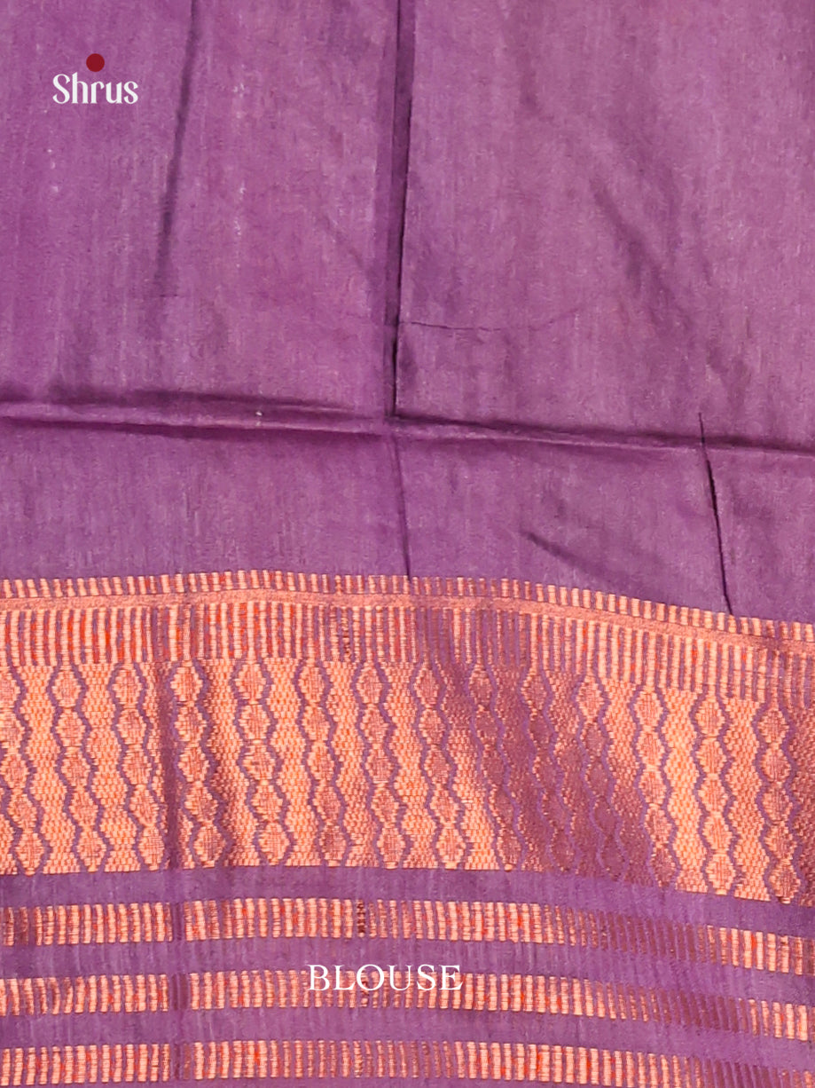 Brown & Purple - Semi Tussar Saree
