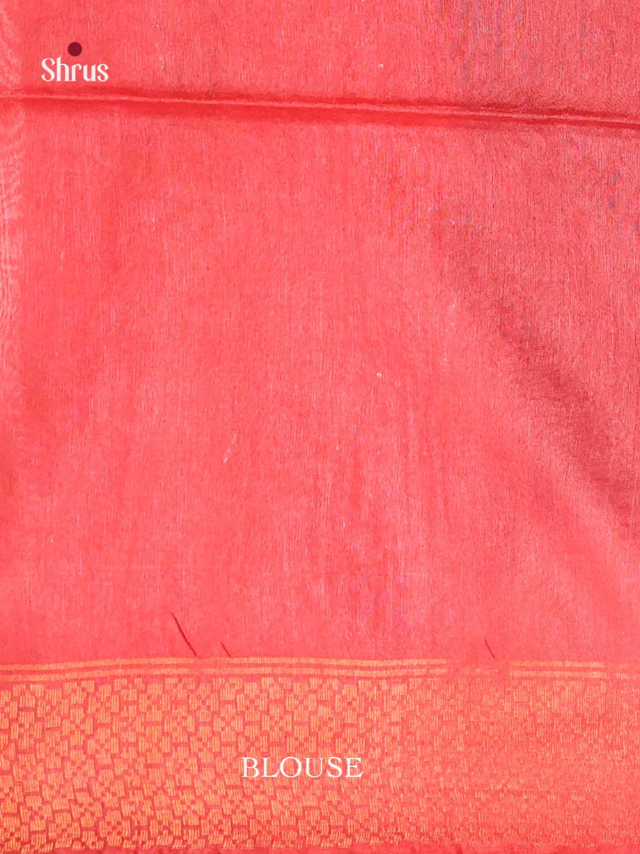 Blue & Orangish Pink - Semi Tussar Saree