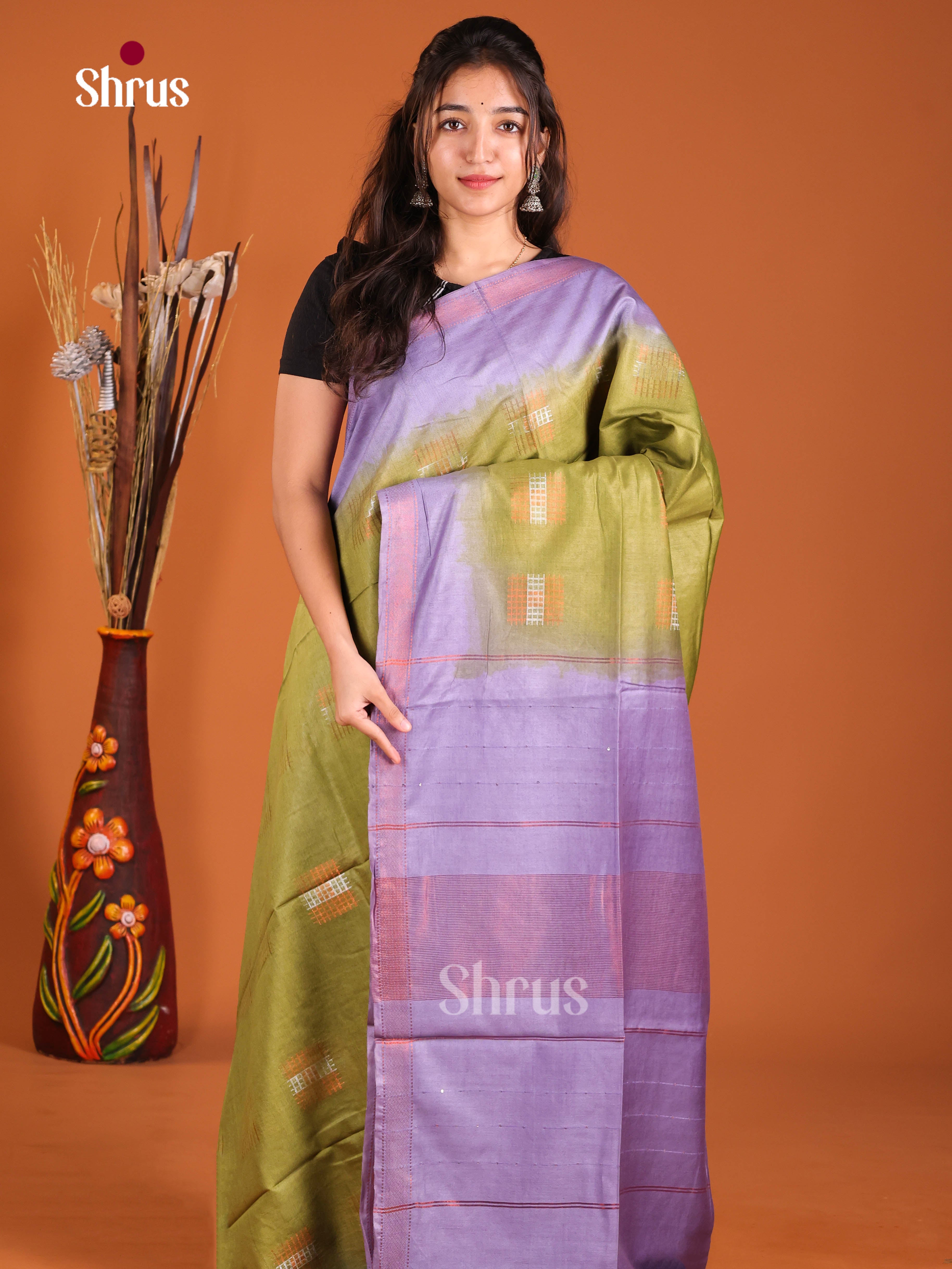Green & Purple- Semi Tussar Saree