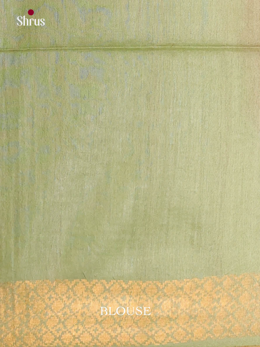 Peachish Pink & Green - Semi Tussar Saree