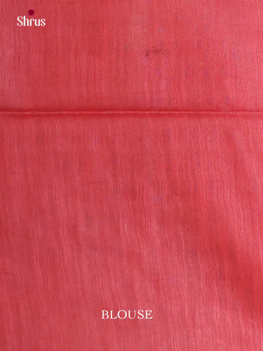 Blue & Orangish Pink - Semi Tussar Saree