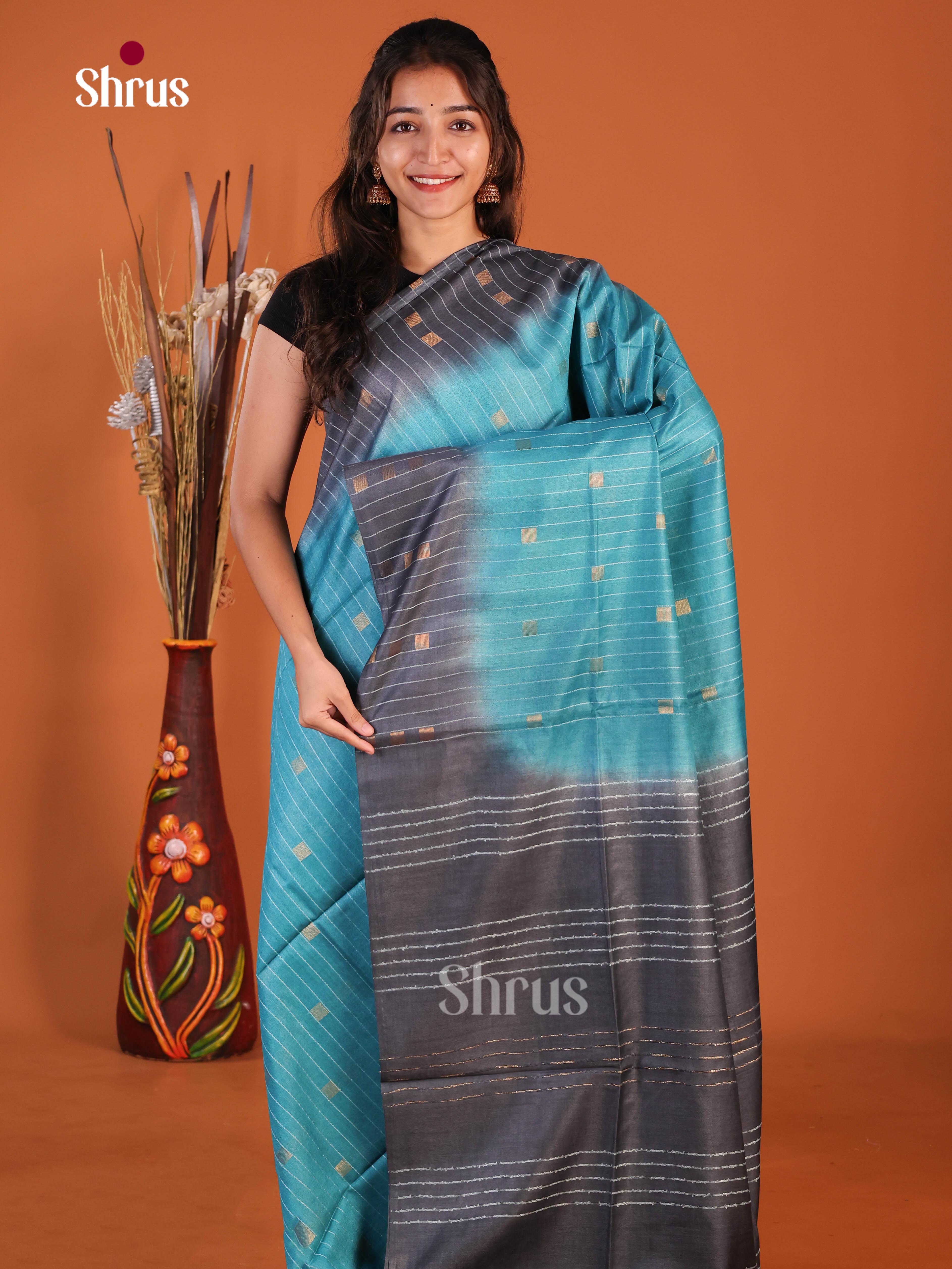 blue - Semi Tussar Saree