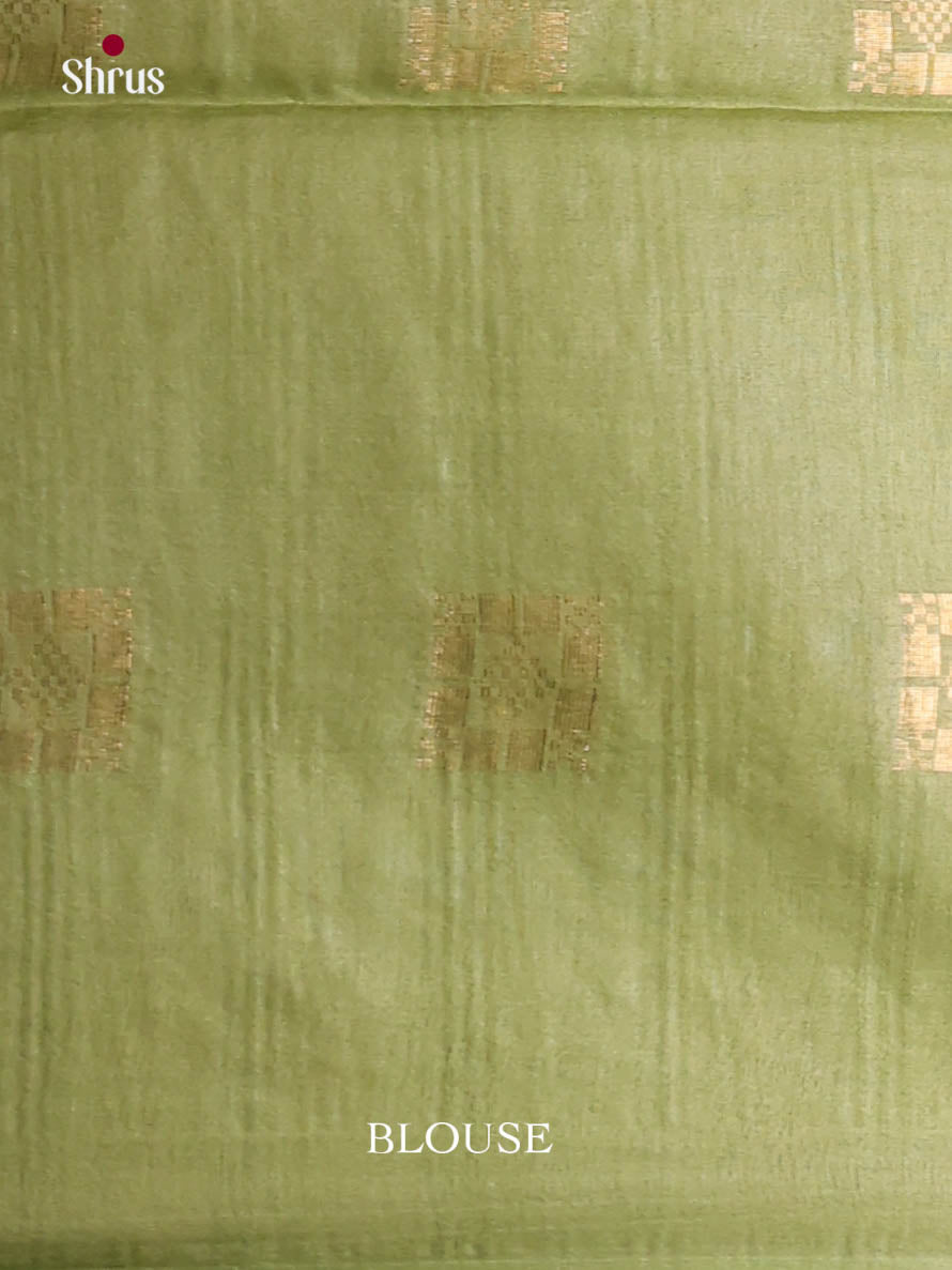 Peachish Pink & Green - Semi Tussar Saree