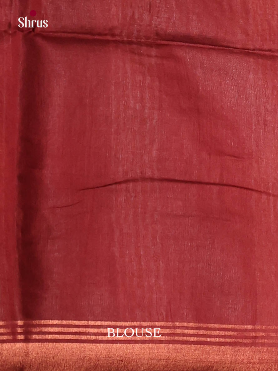 army Green & Red - Semi Tussar Saree