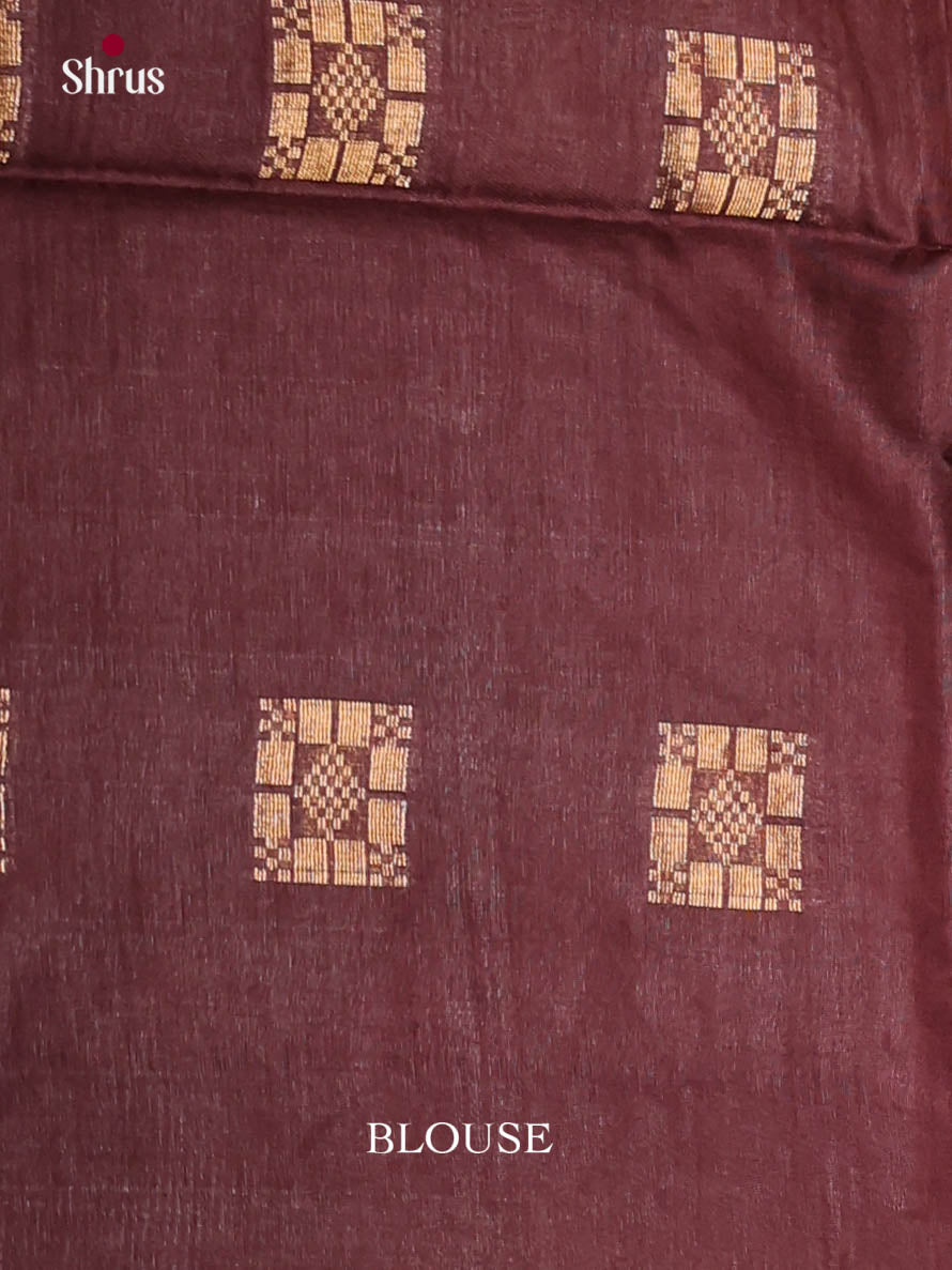 Beige & Brown - Semi Tussar Saree