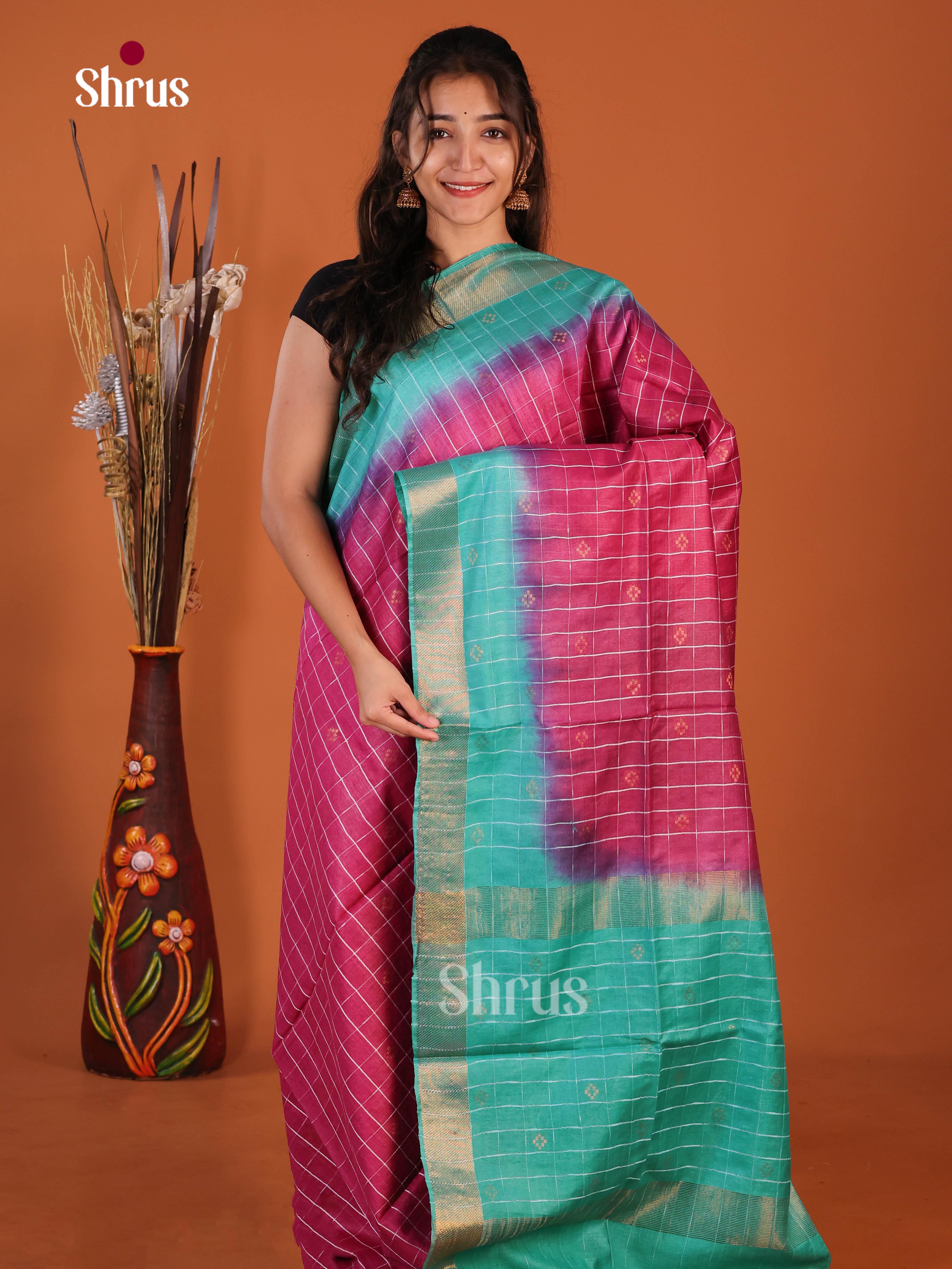 Maroon - Semi Tussar Saree