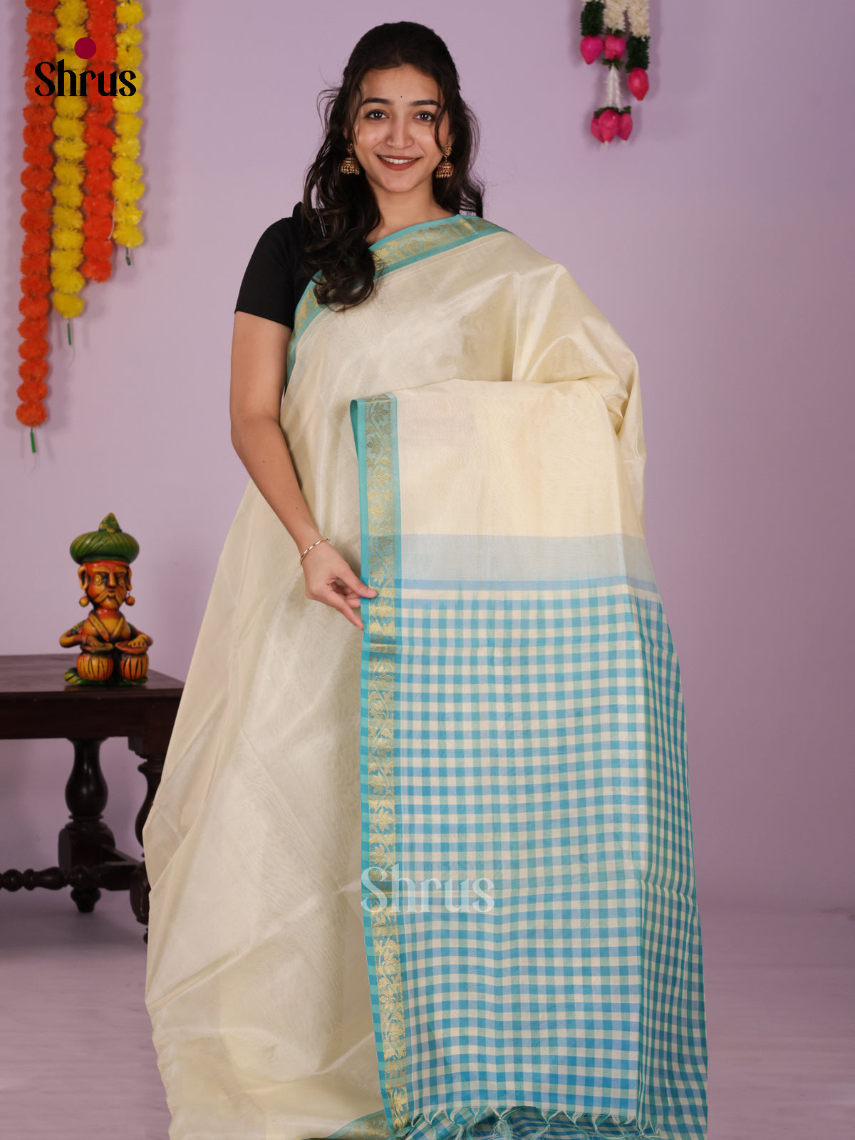 DIS24169 - Silk Cotton Saree - Shop on Shrus.com