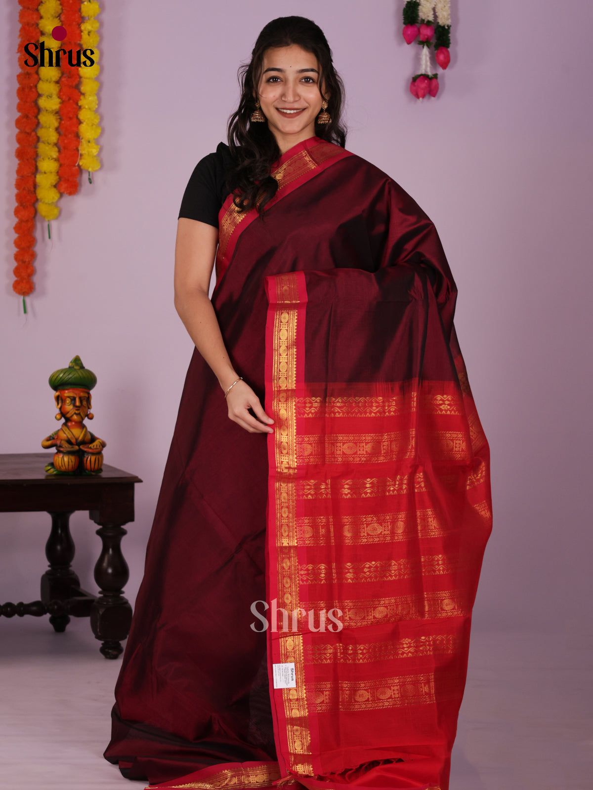 DIS24181 - Silk Cotton Saree - Shop on Shrus.com