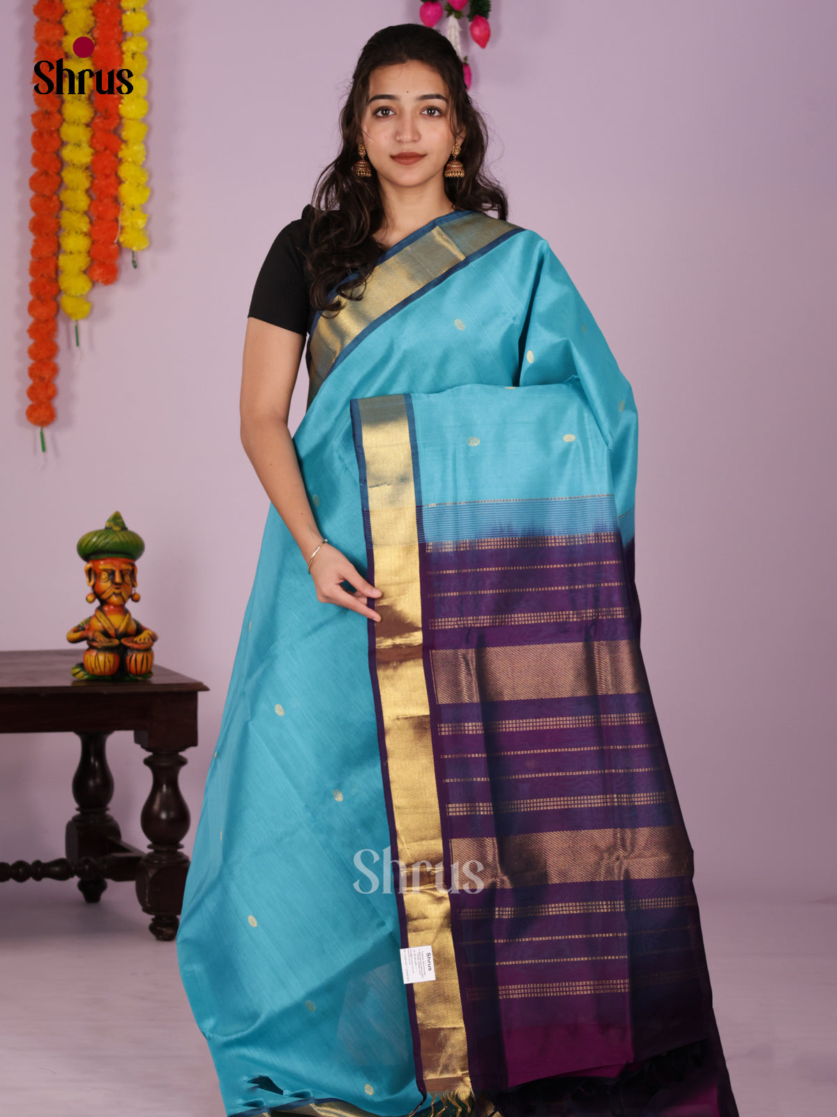 DIS24192 - Silk Cotton Saree - Shop on Shrus.com