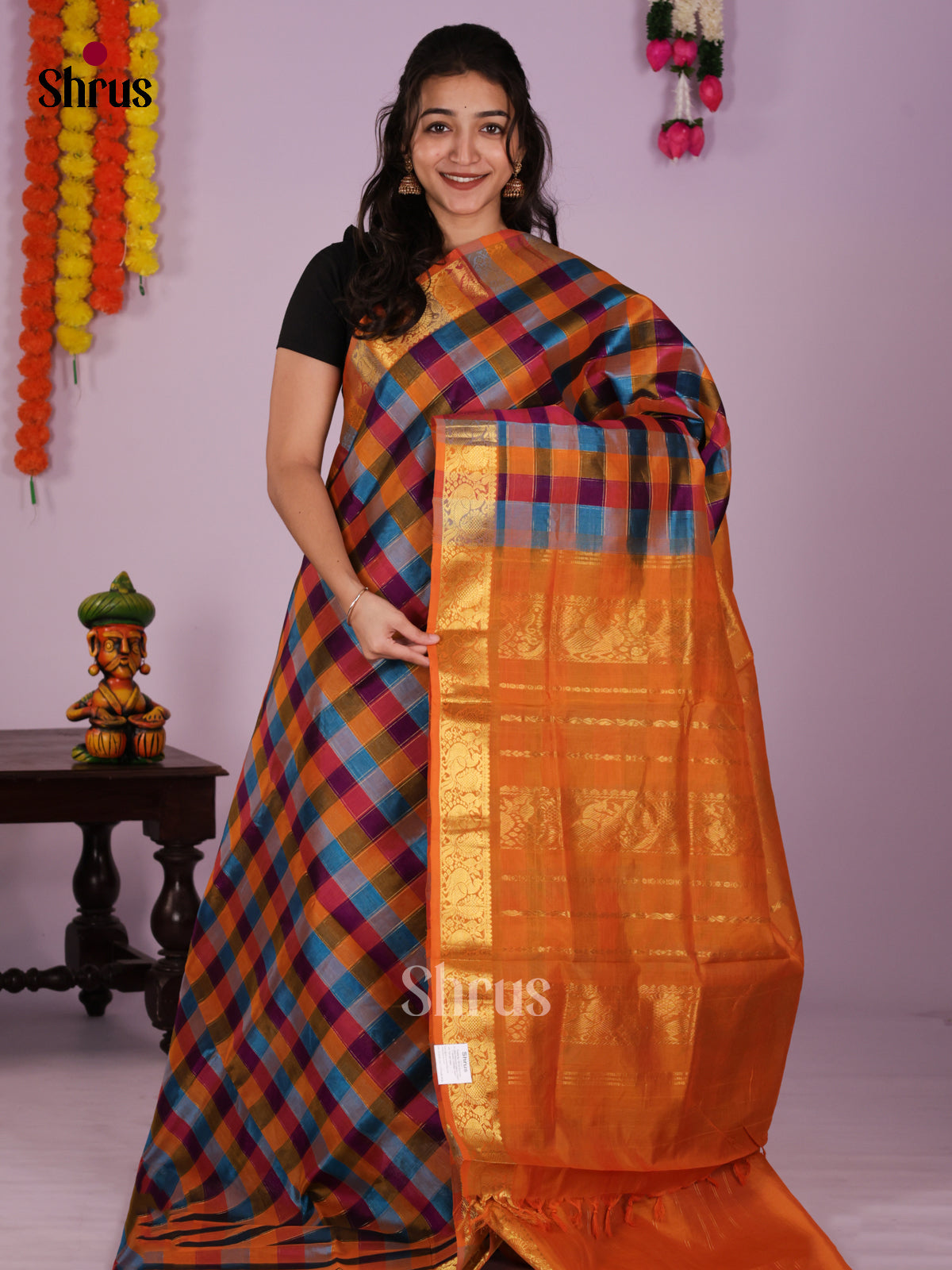 DIS24211 - Silk Cotton Saree - Shop on Shrus.com