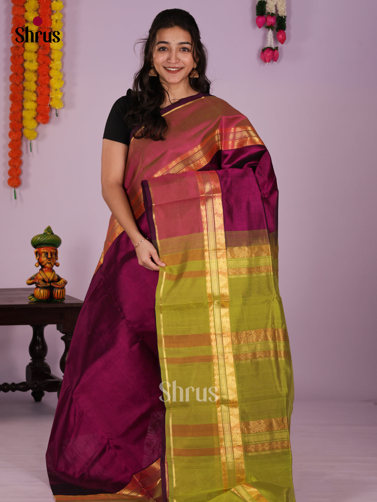 DIS24214 - Silk Cotton Saree - Shop on Shrus.com