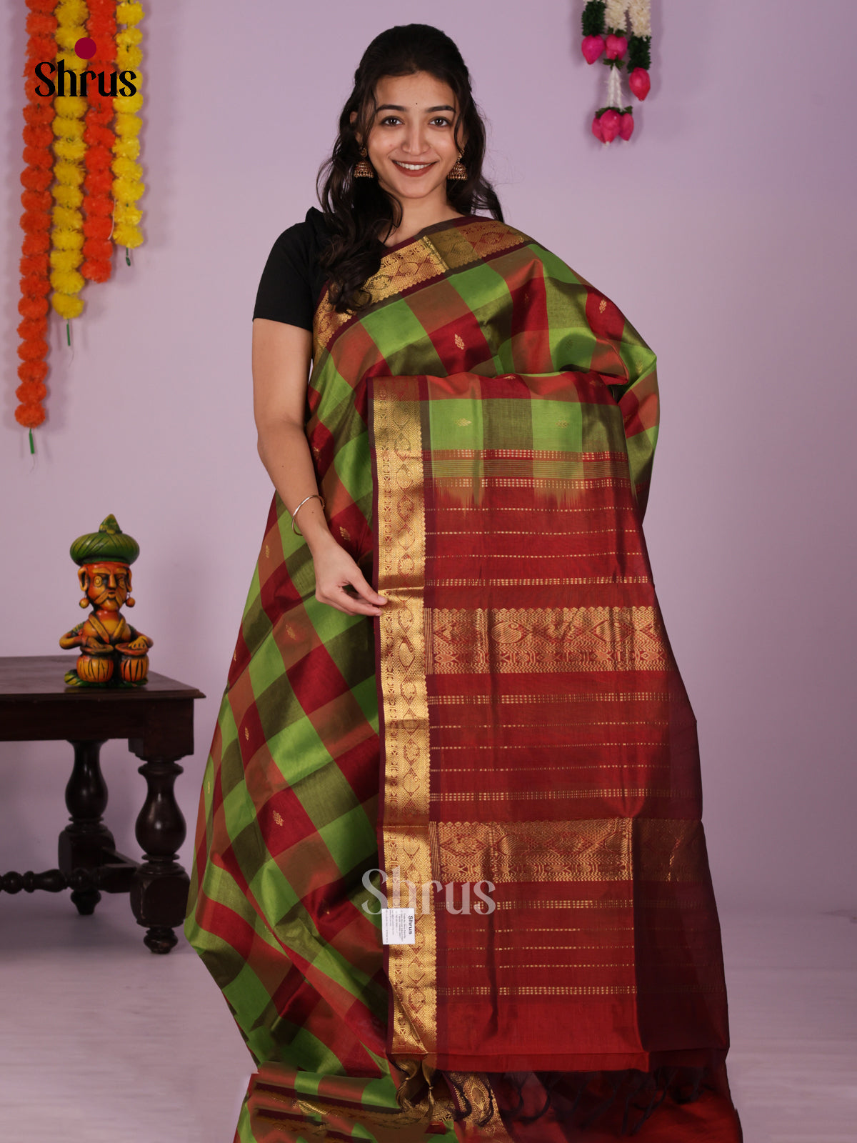 DIS24221 - Silk Cotton Saree - Shop on Shrus.com