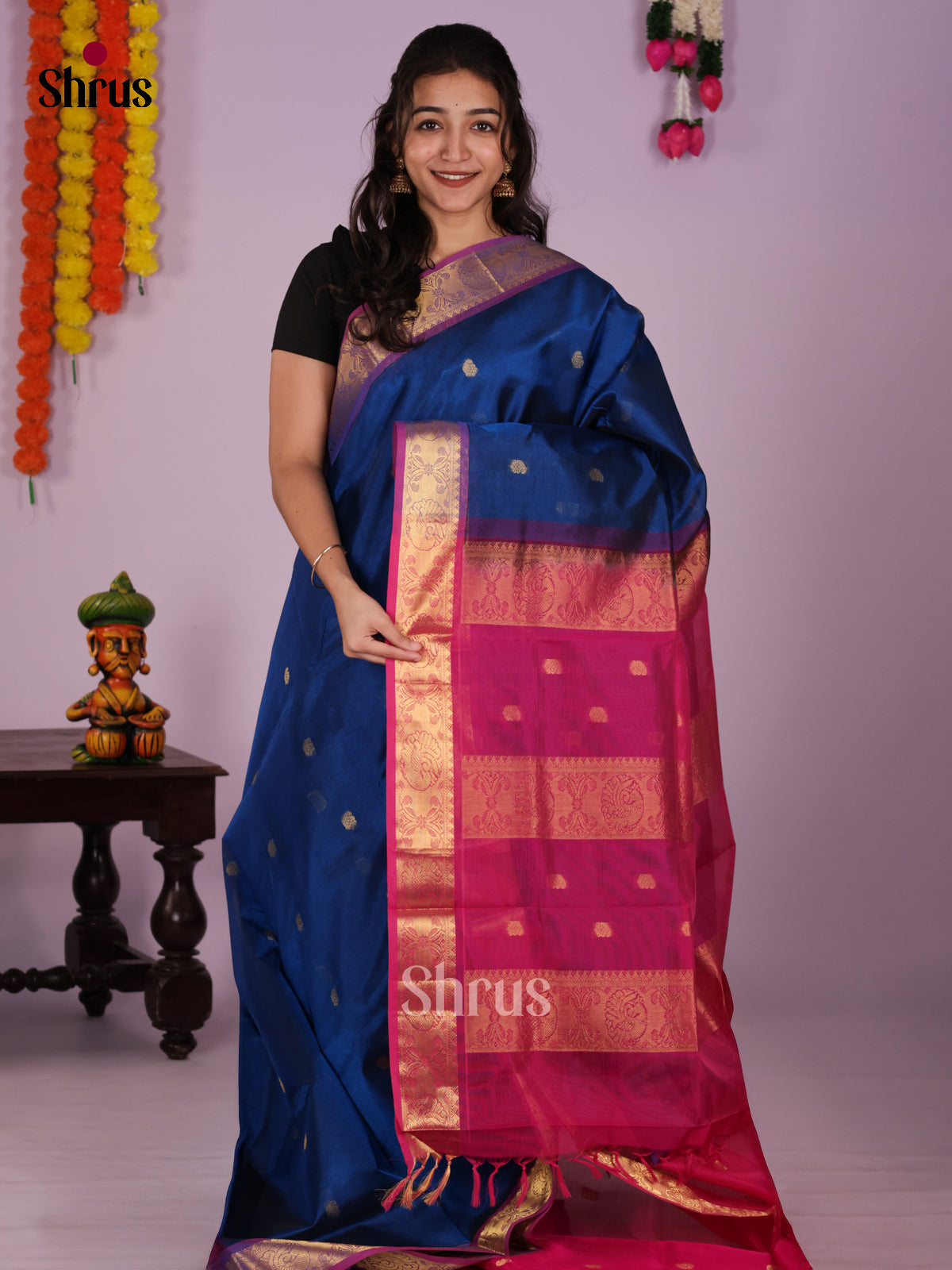 DIS24230 - Silk Cotton Saree - Shop on Shrus.com