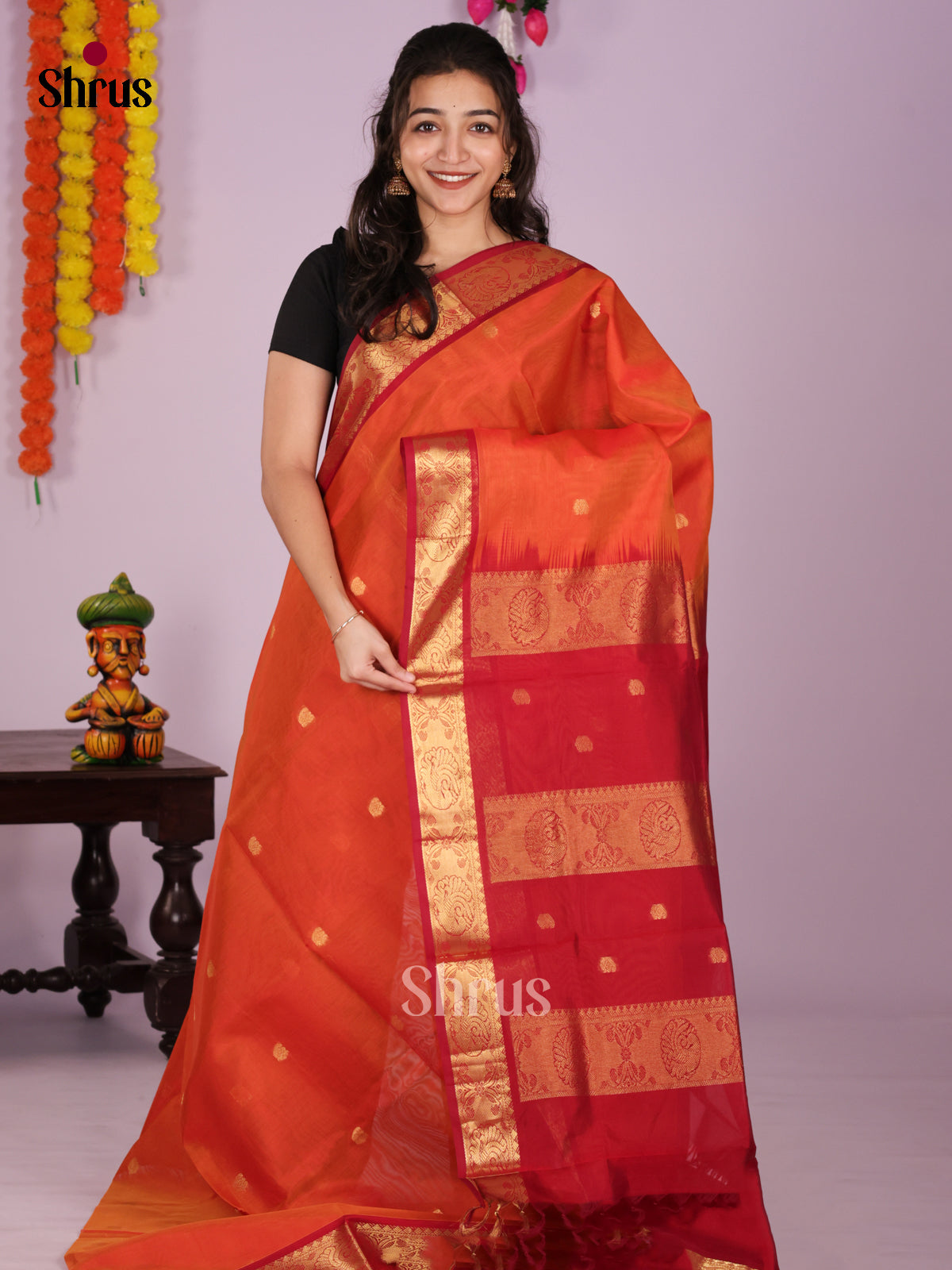 DIS24232 - Silk Cotton Saree - Shop on Shrus.com