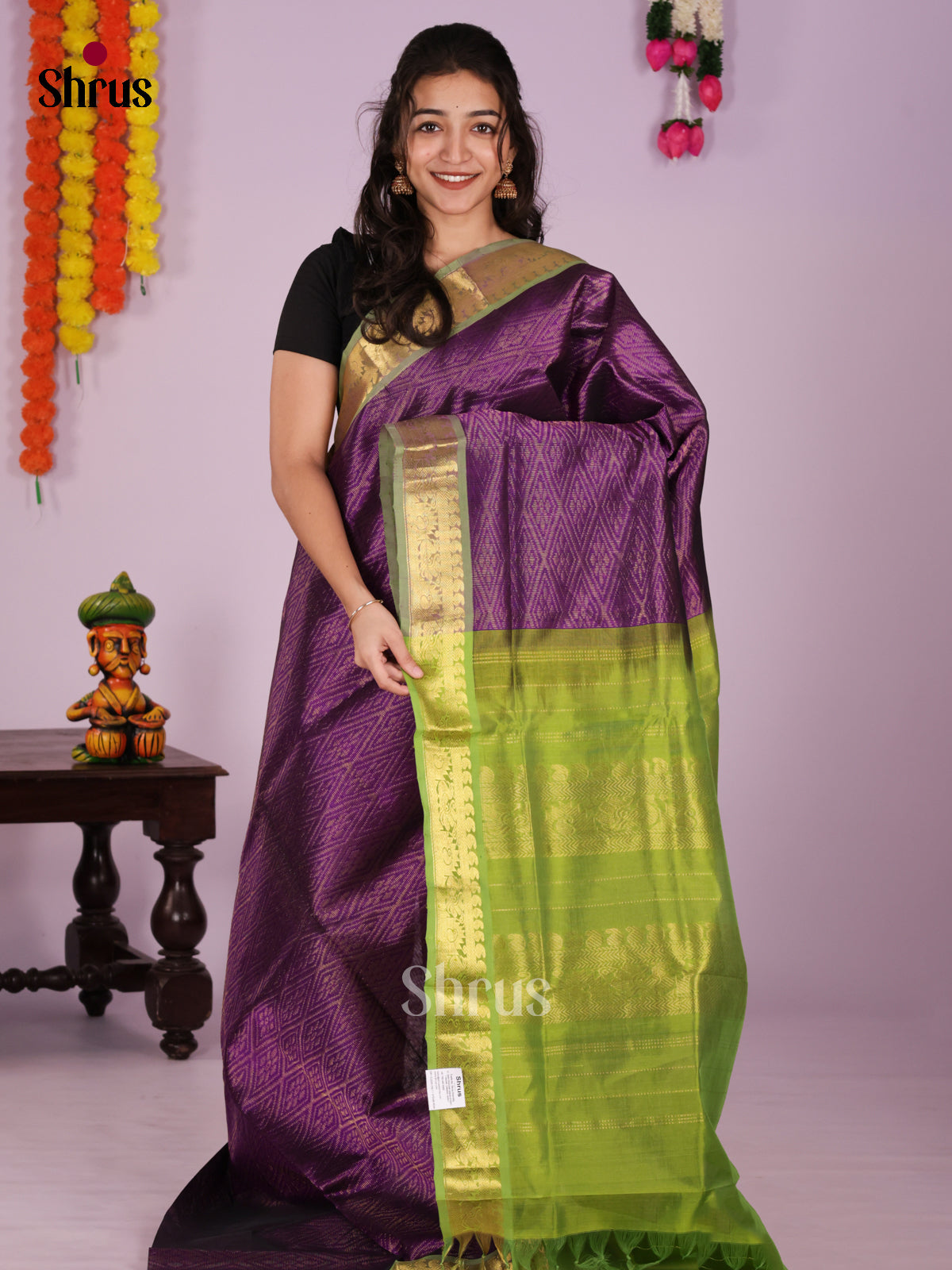 DIS24258 - Silk Cotton Saree - Shop on Shrus.com