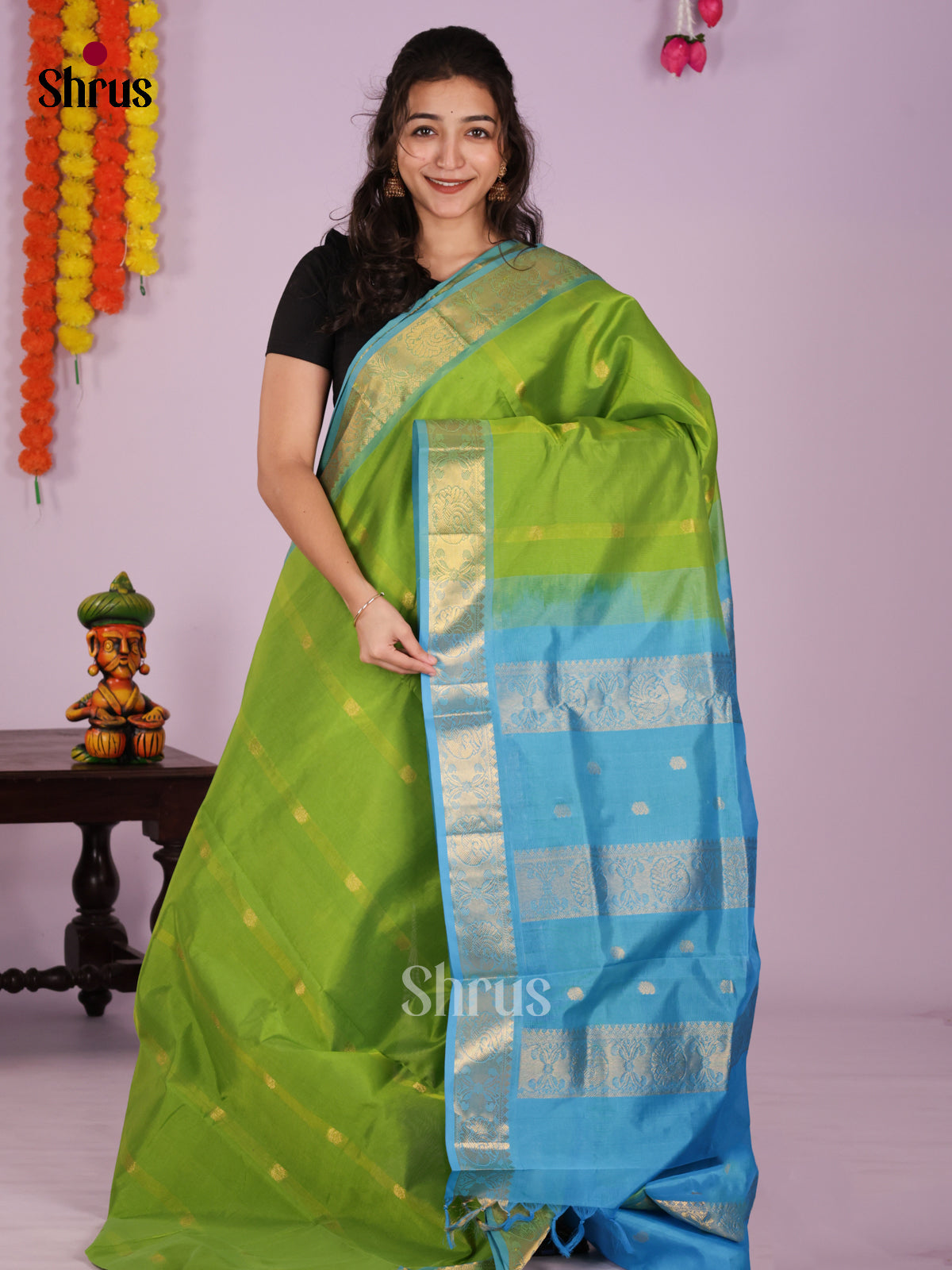 DIS24273 - Silk Cotton Saree - Shop on Shrus.com