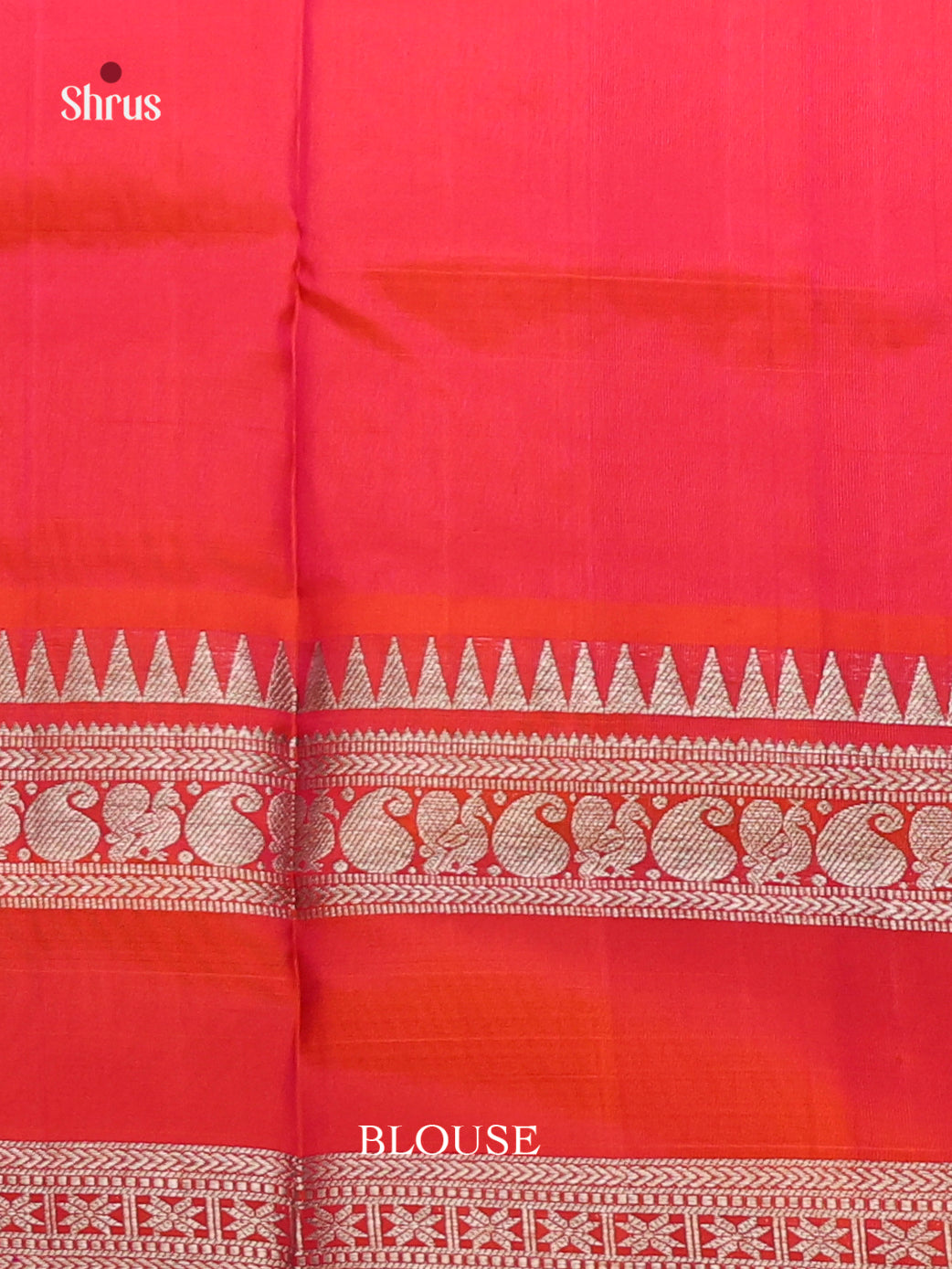 Orangish Pink single tone Venkatagiri silk Saree with zari floral buttas , rettaipet border - Shop on Shrus.com