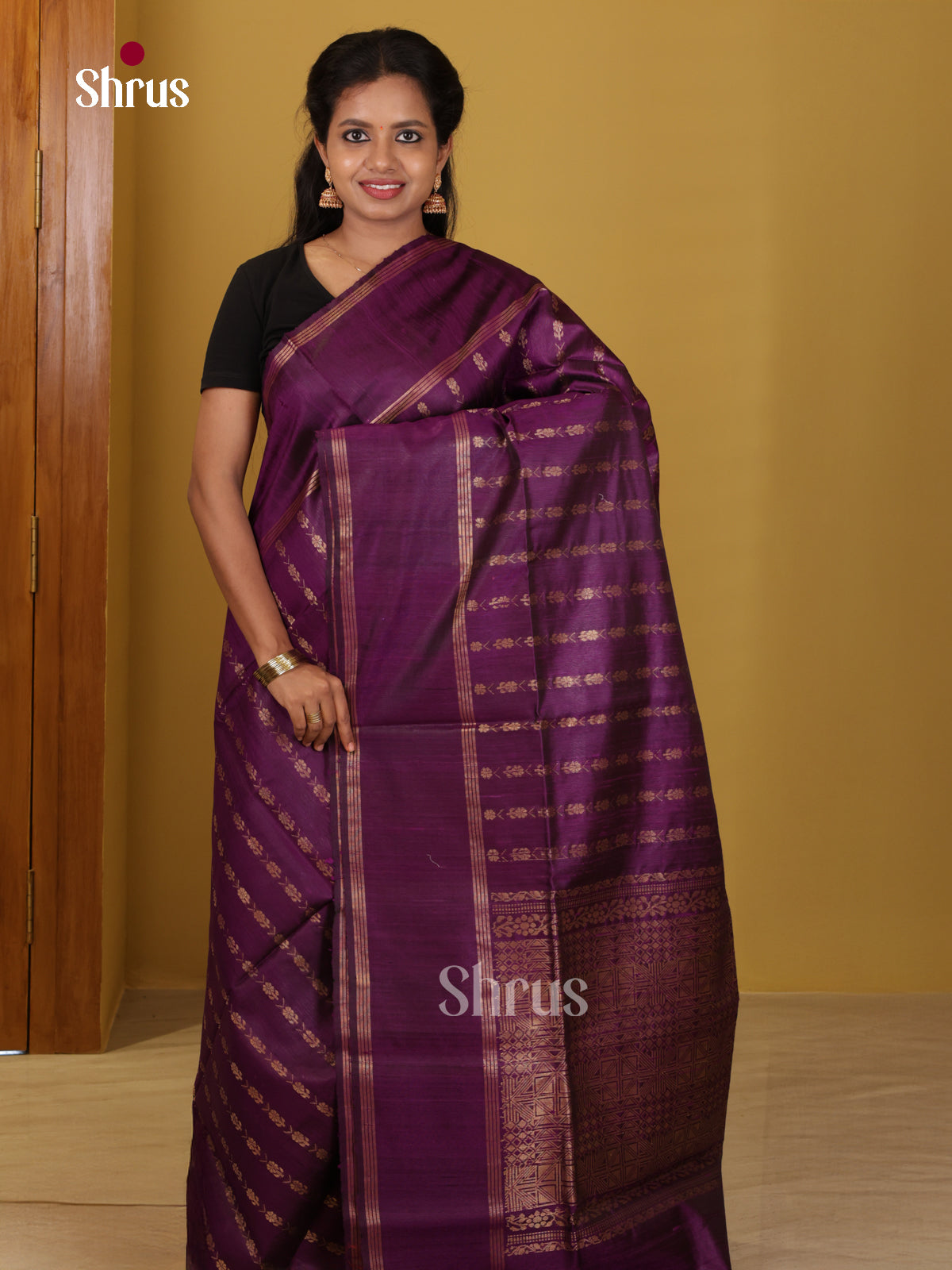 DIS24801 - Raw Silk Saree - Shop on Shrus.com