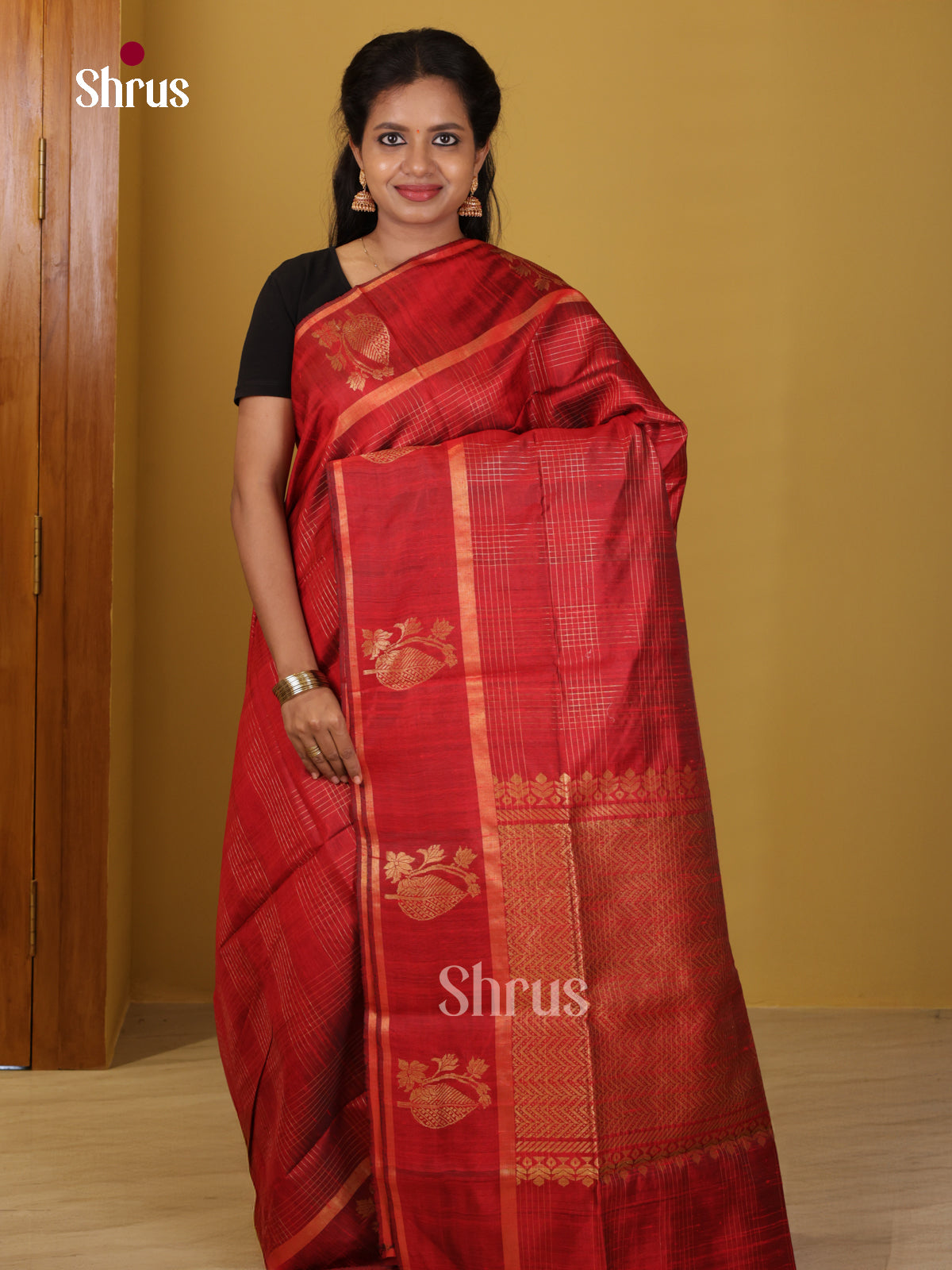DIS24849 - Raw Silk Saree - Shop on Shrus.com