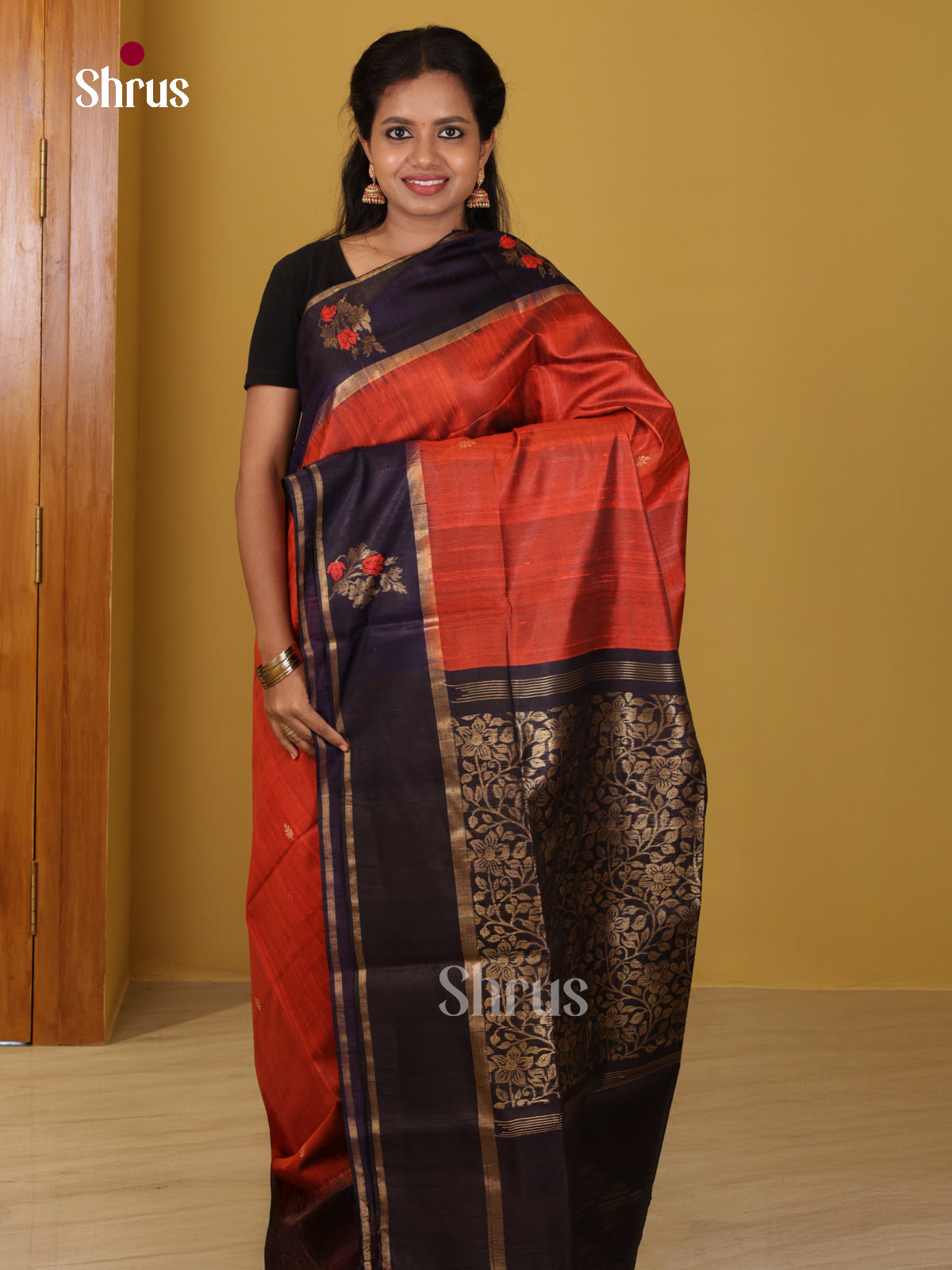 DIS24879 - Raw Silk Saree - Shop on Shrus.com