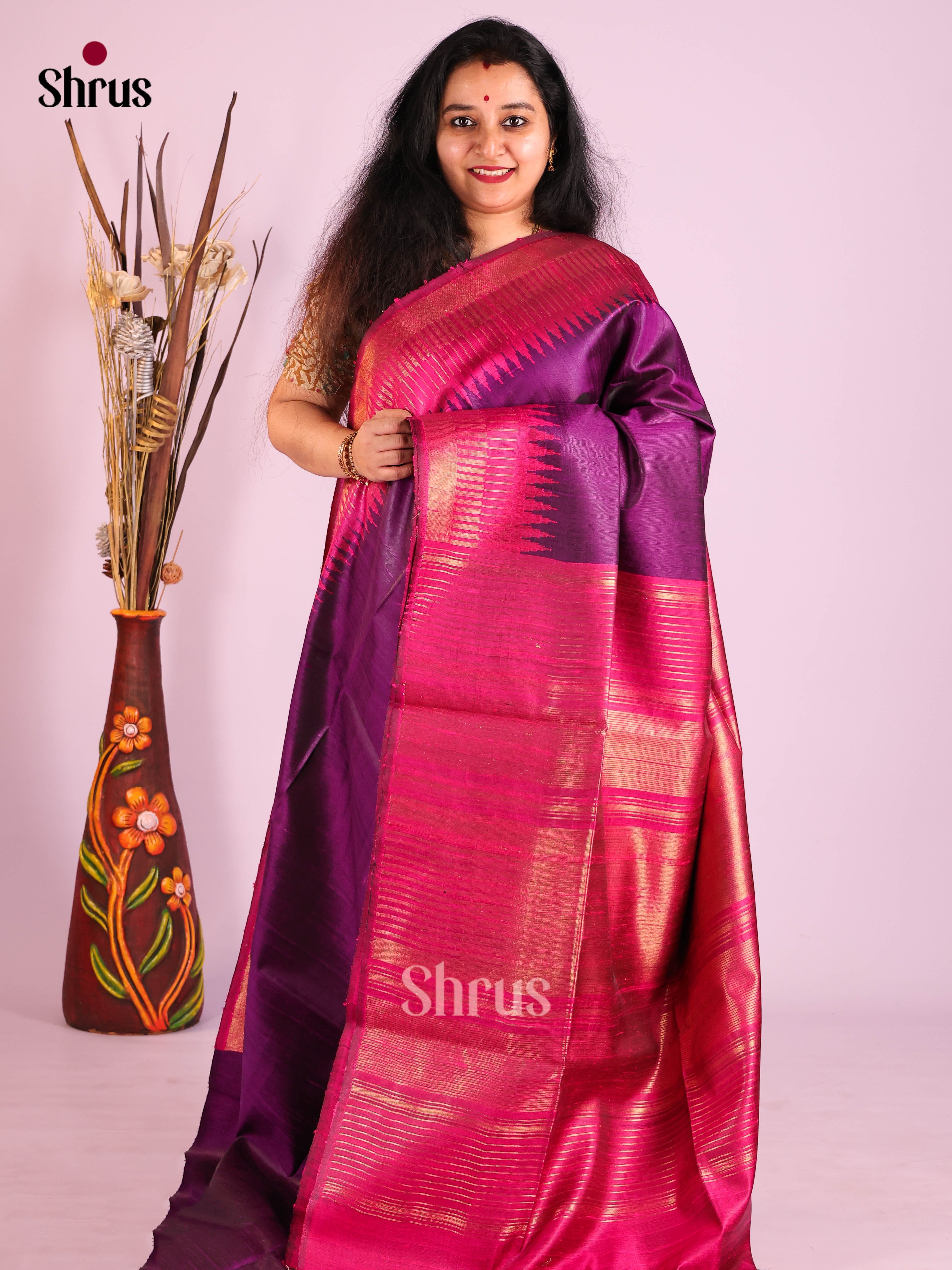 Violet & Majenta- Raw Silk Saree
