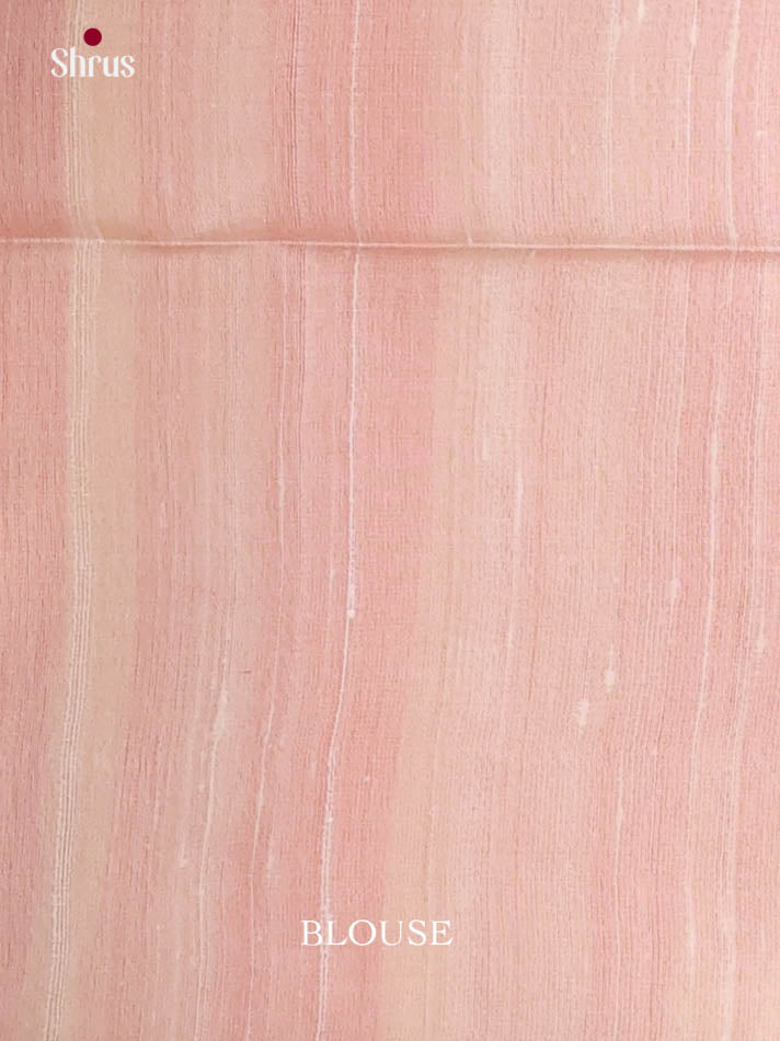 Cream & Pink - Raw Silk Saree