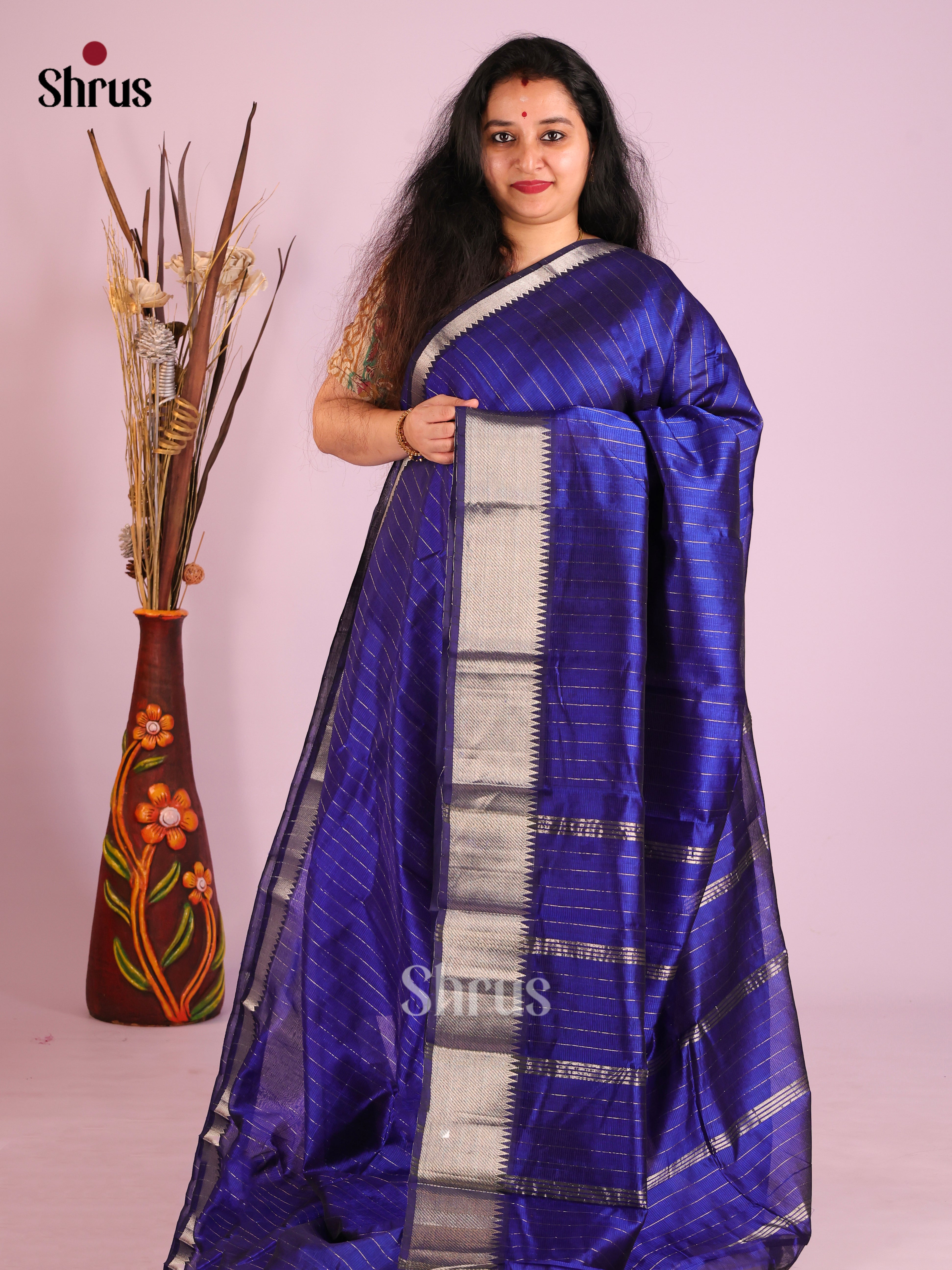 Blue (Single Tone) - Mangalagiri silkcotton Saree