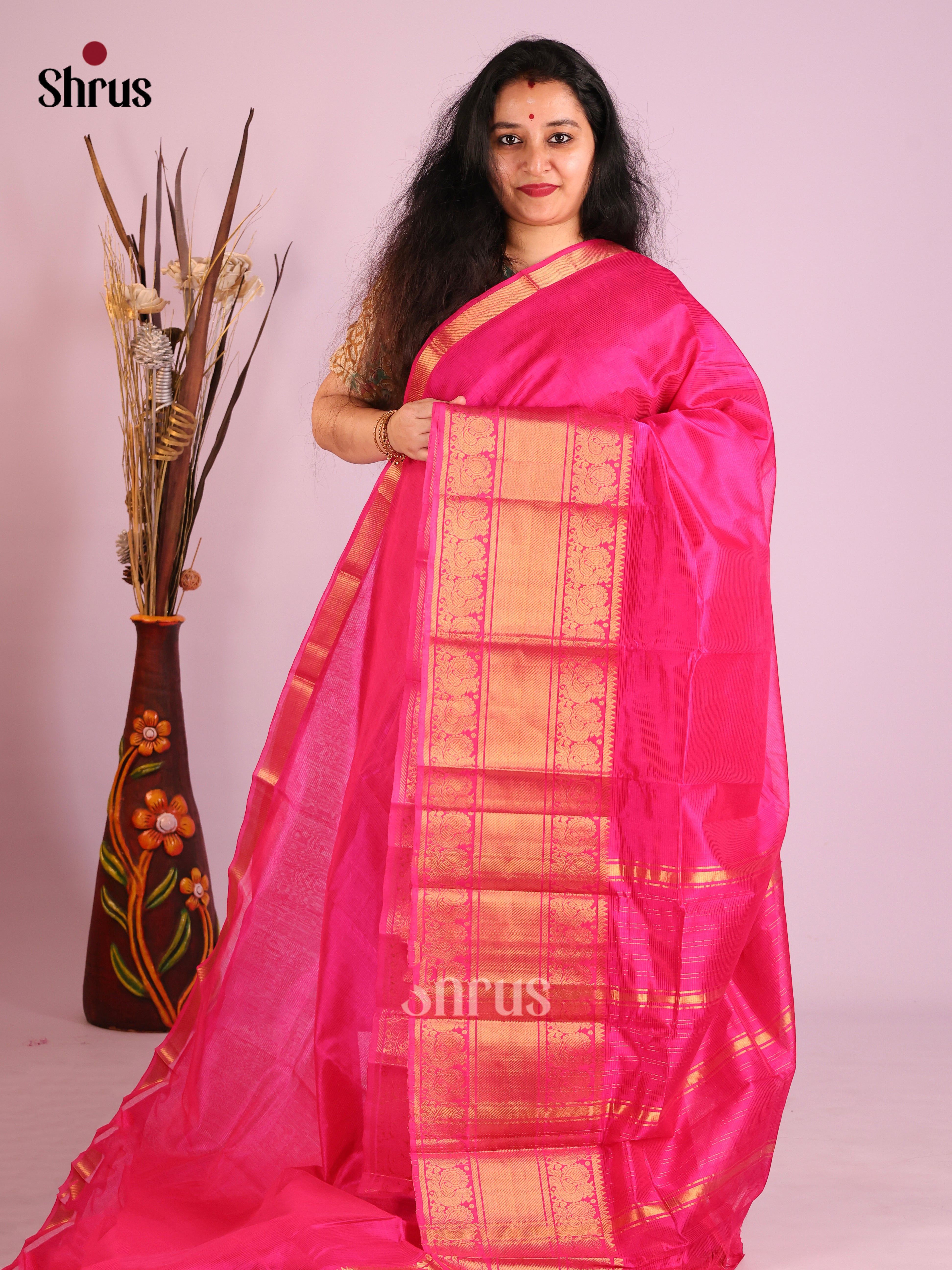Pink(Single Tone) - Mangalagiri silkcotton Saree