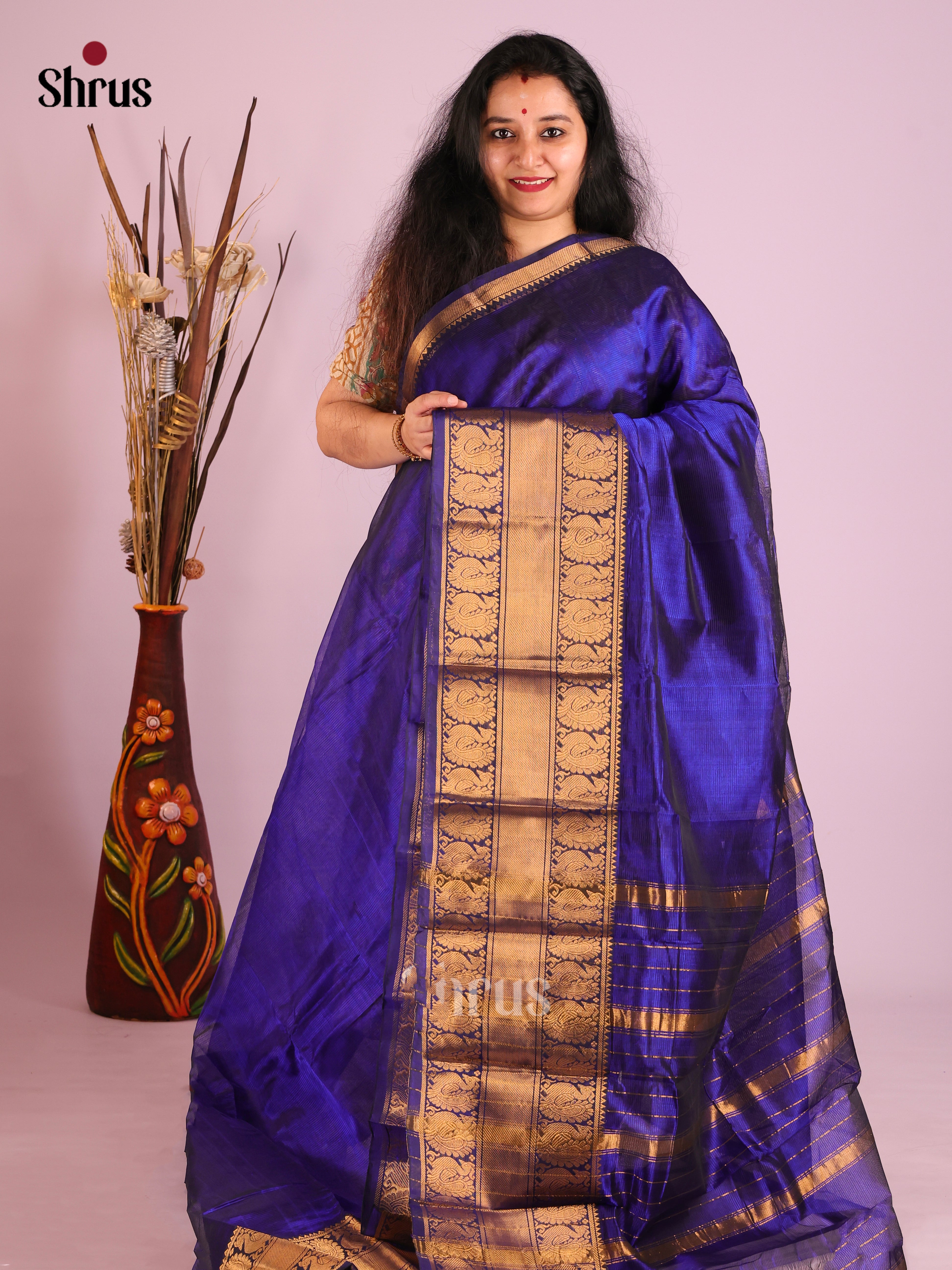Blue(Single Tone) - Mangalagiri silkcotton Saree