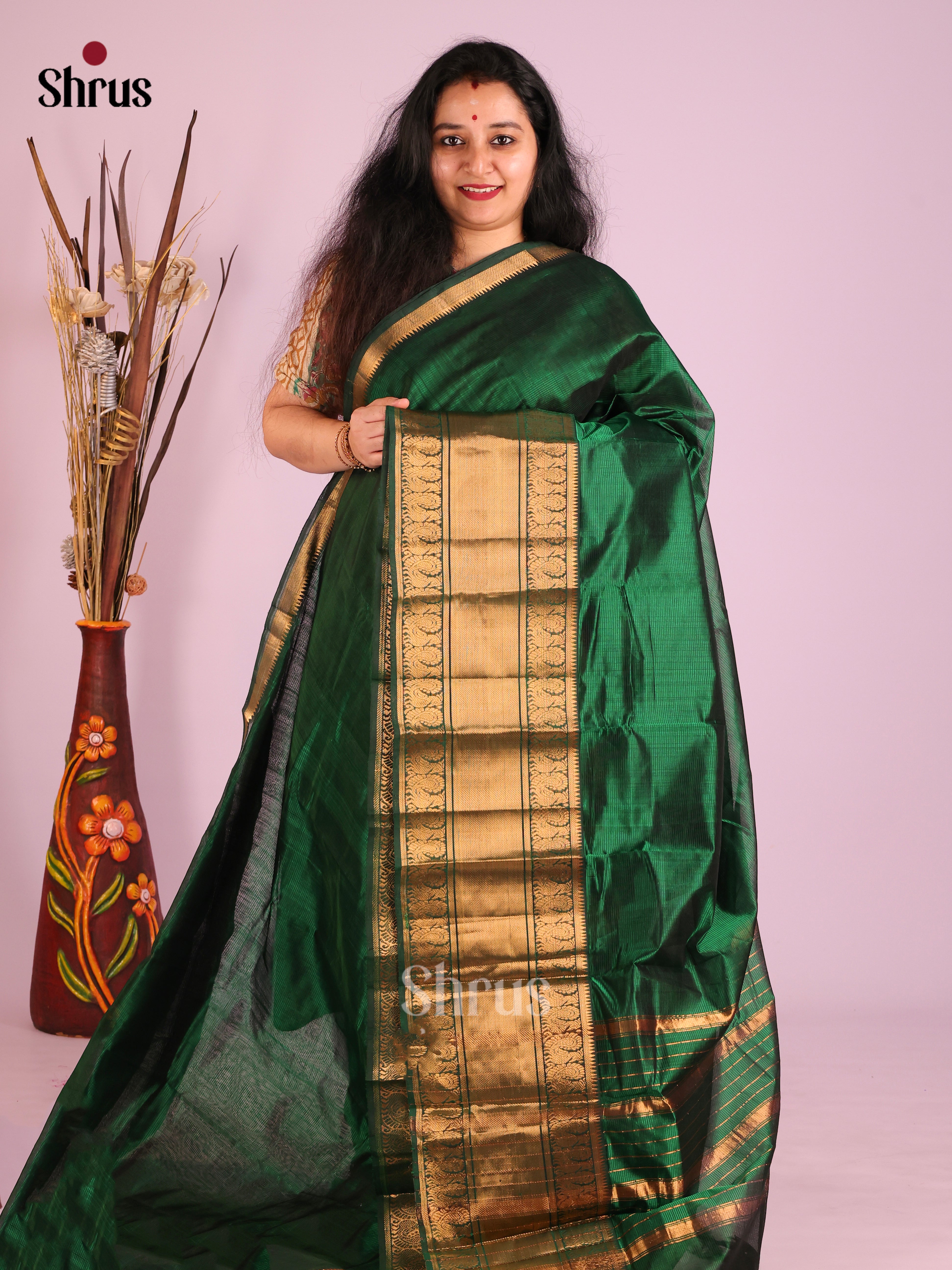 Green(single Tone) - Mangalagiri silkcotton Saree