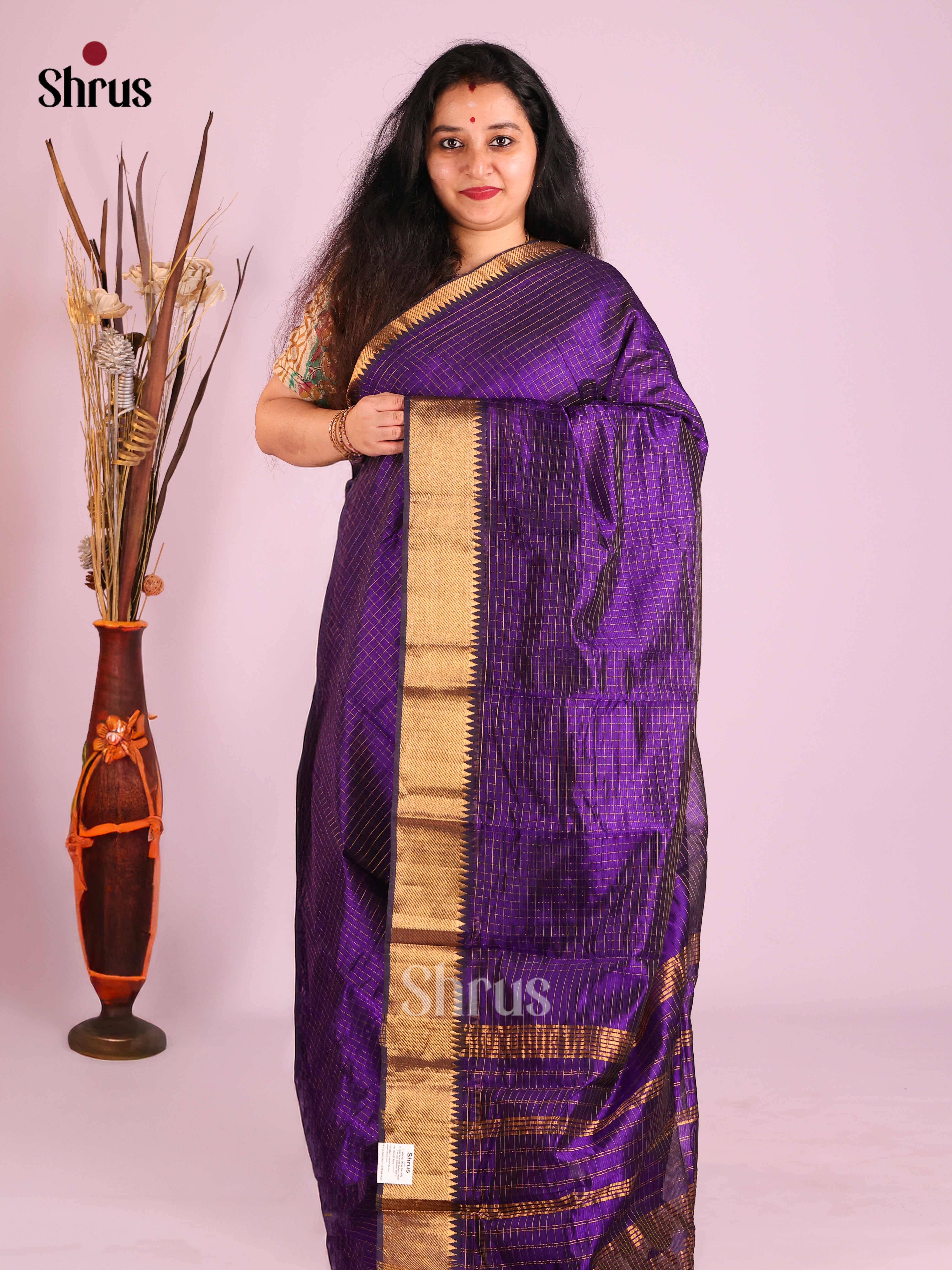 Violet(Single Tone) - Mangalagiri silkcotton Saree