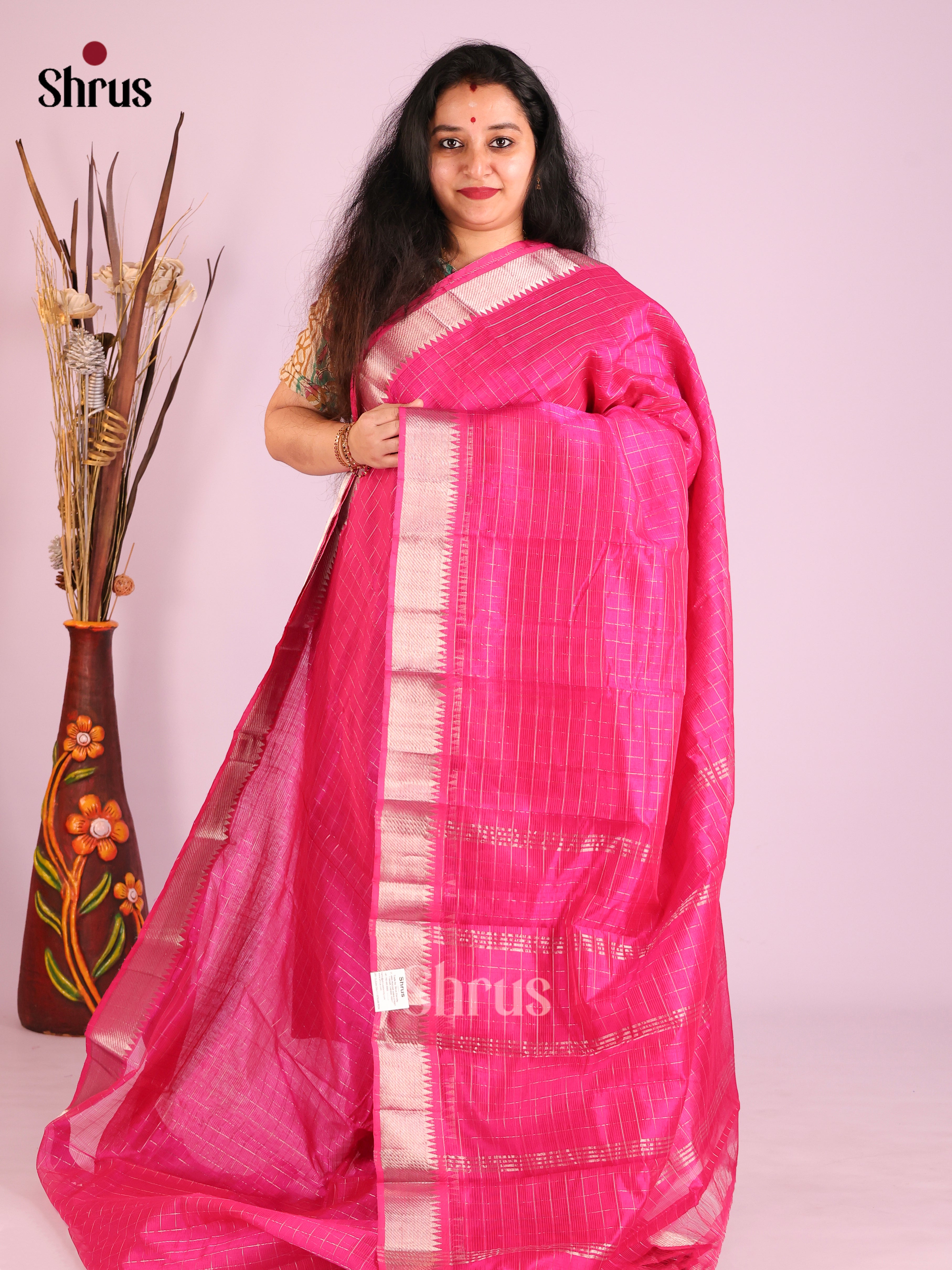 Pink(Single Tone) - Mangalagiri silkcotton Saree