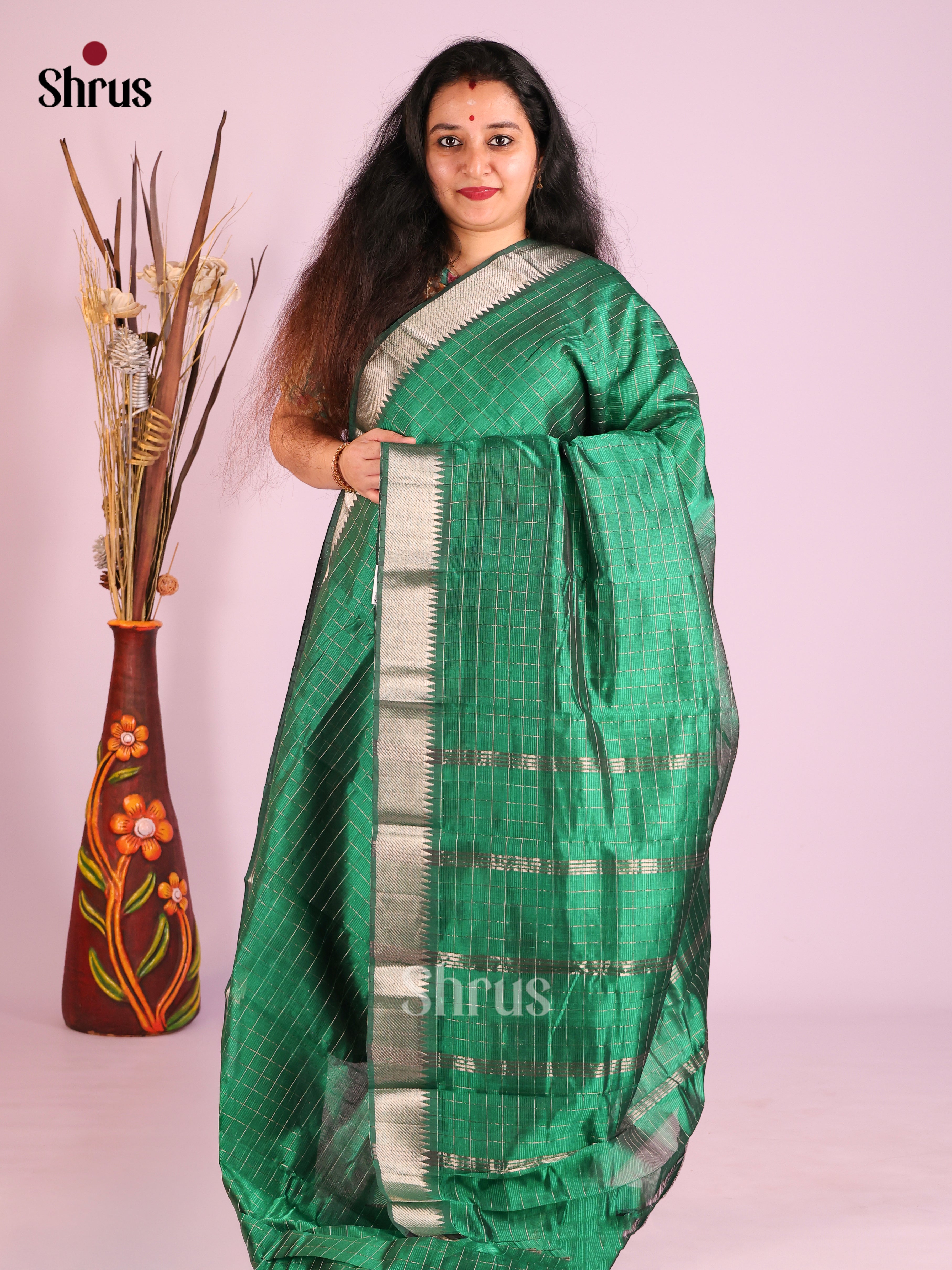 Green(Single Tone) - Mangalagiri silkcotton Saree