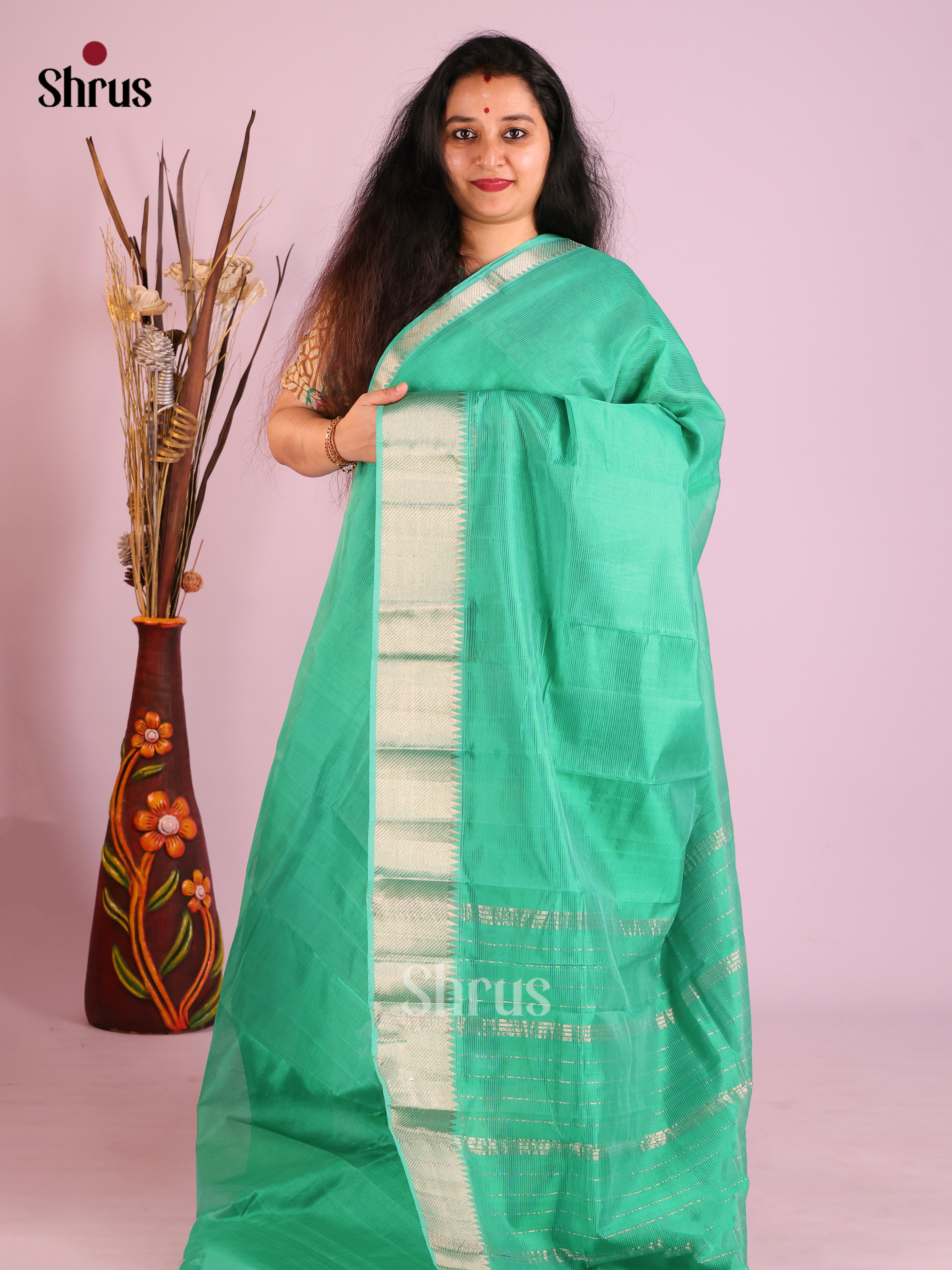 Teal Green(Single Tone)- Mangalagiri silkcotton Saree