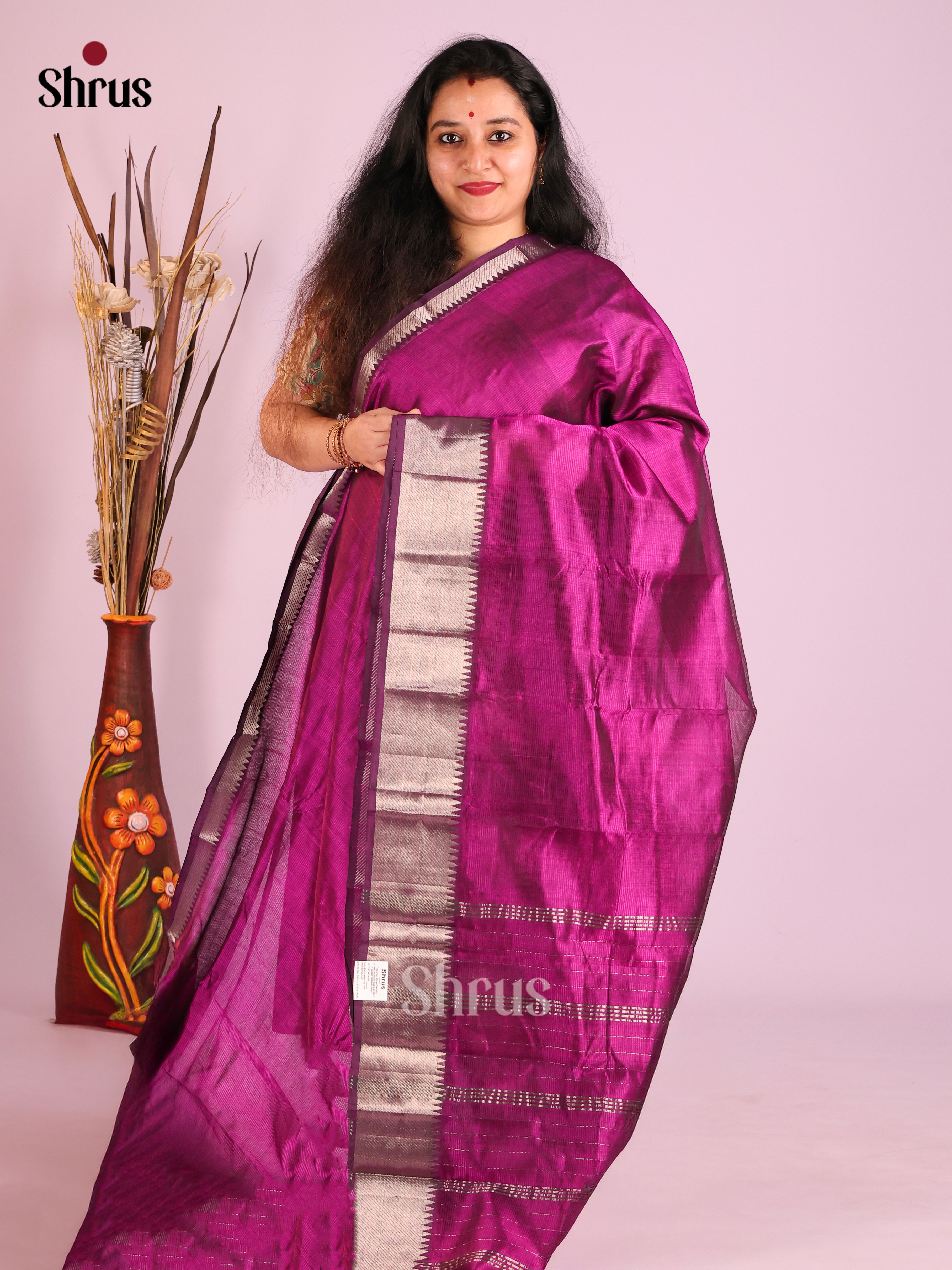 Purple(Single Tone) - Mangalagiri silkcotton Saree