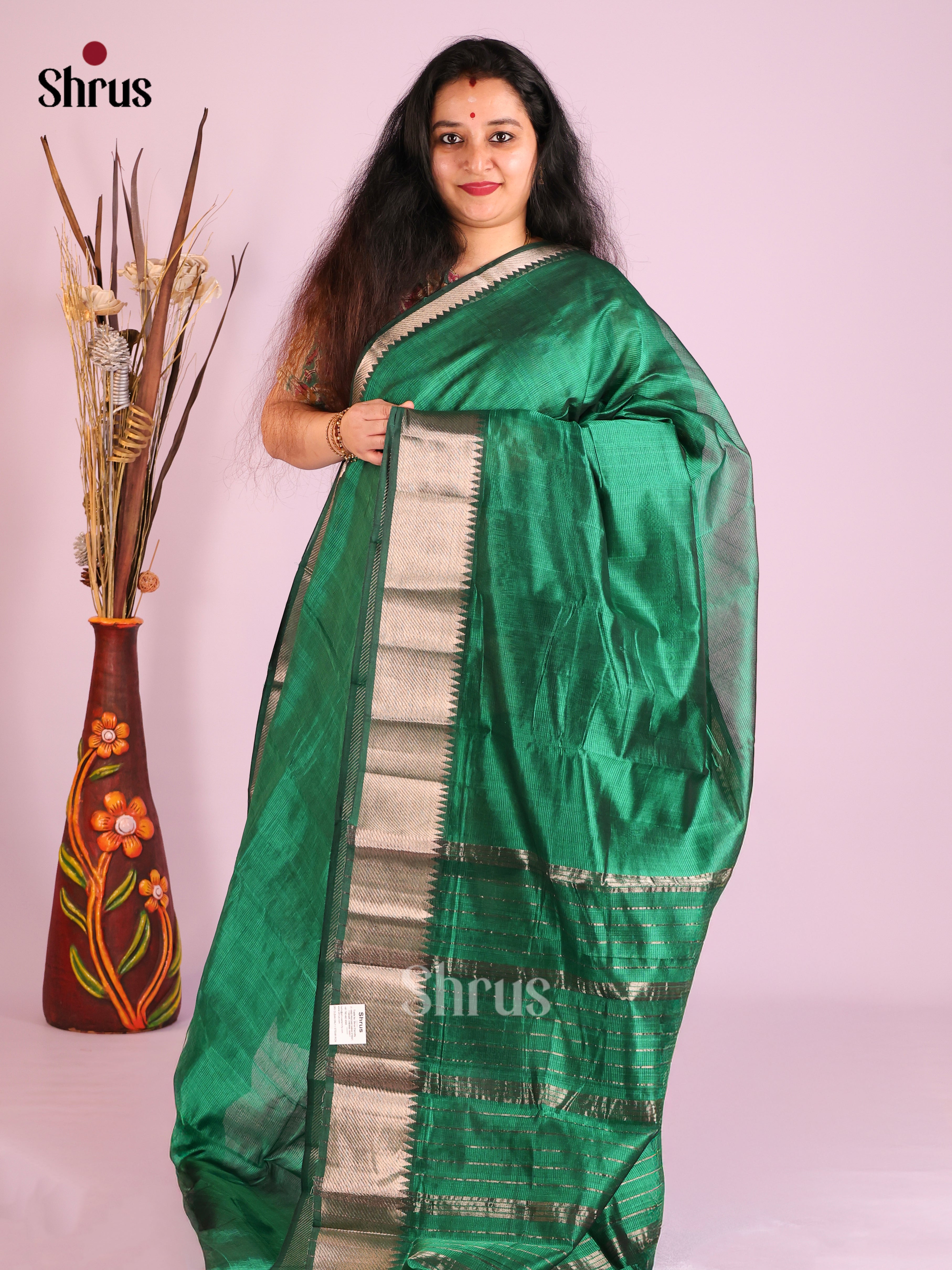 Green(Single Tone) - Mangalagiri silkcotton Saree