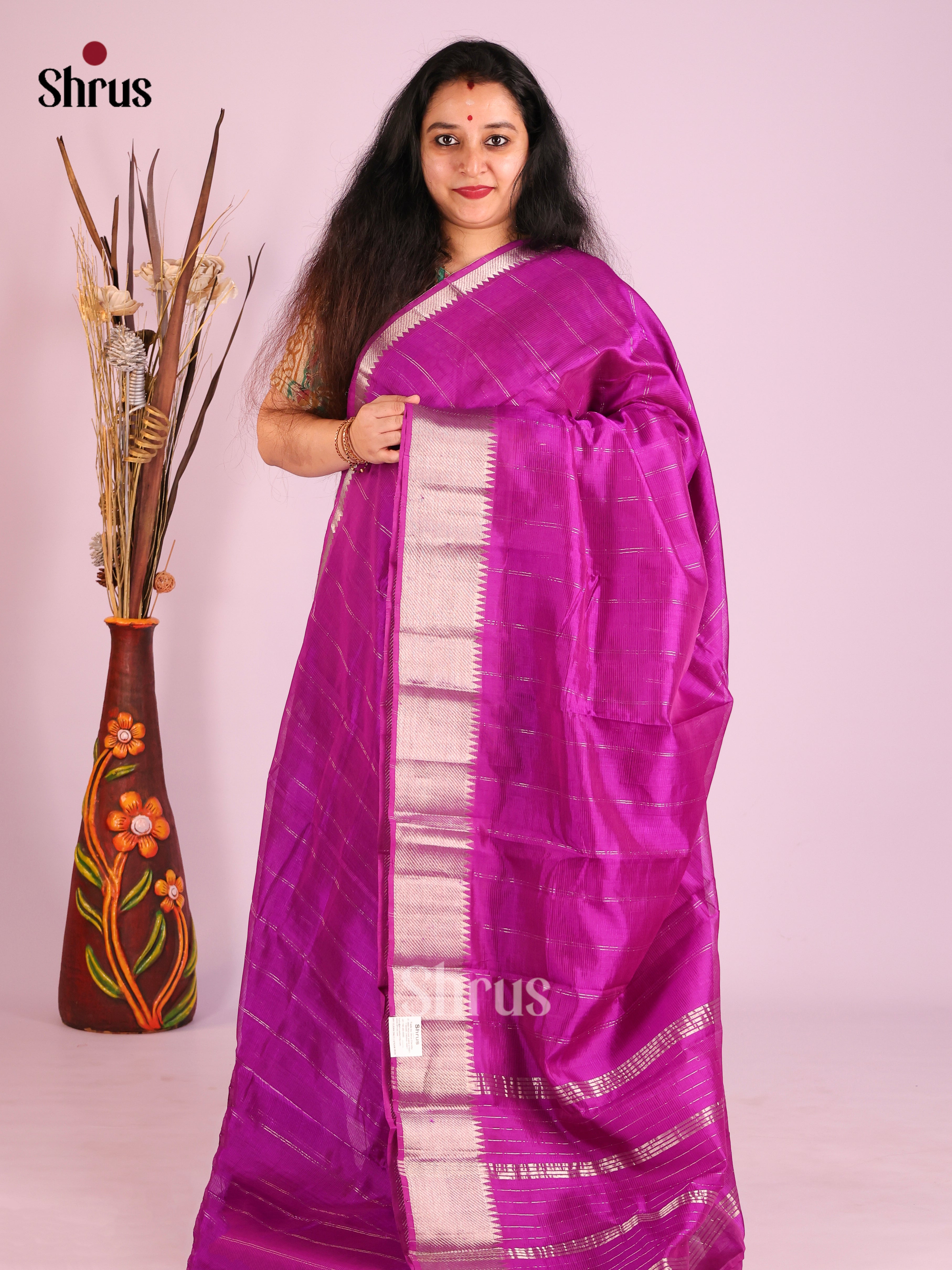 purple(Single Tone)- Mangalagiri silkcotton Saree