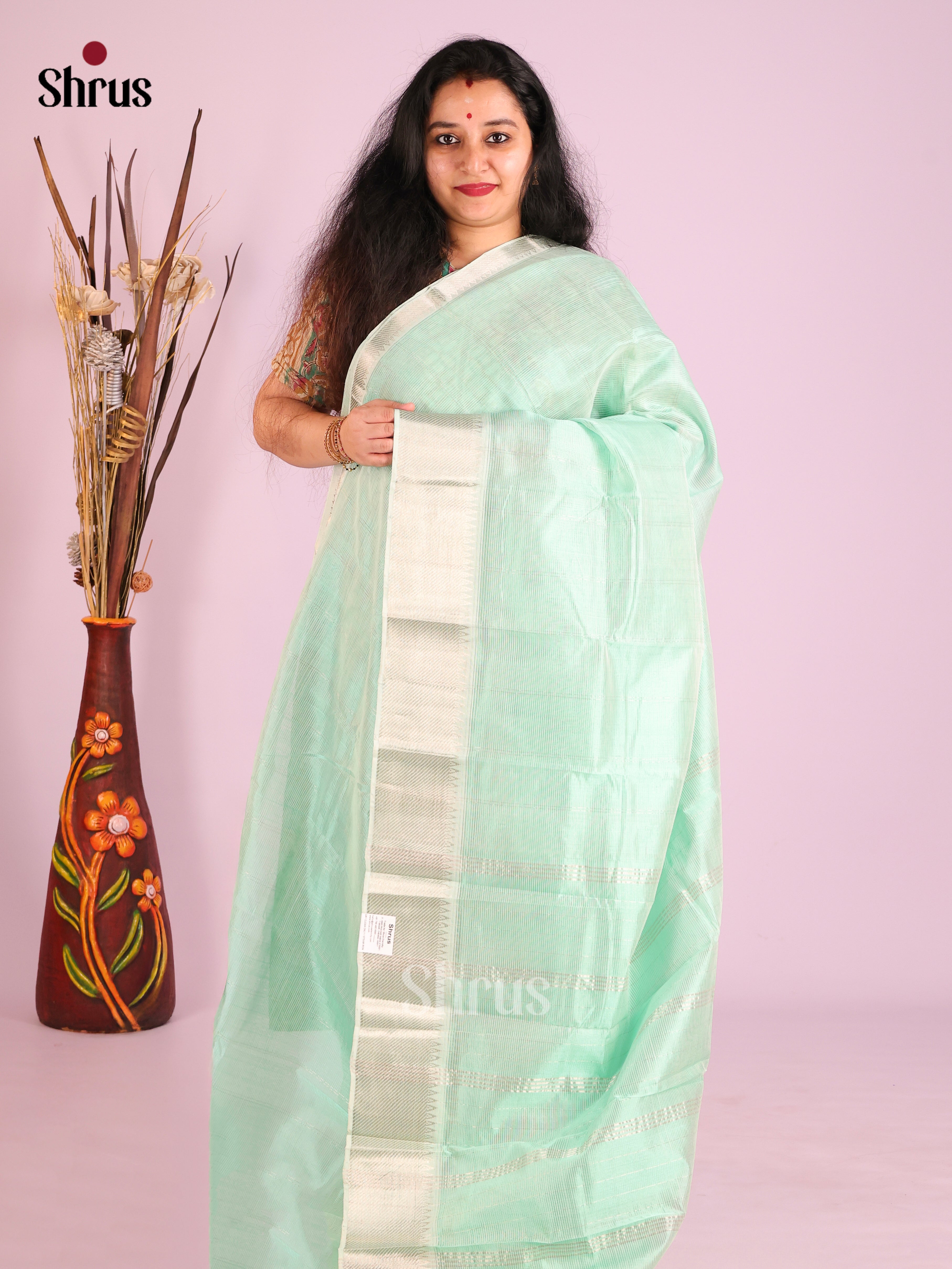 Aqua Green(single tone) - Mangalagiri silkcotton Saree