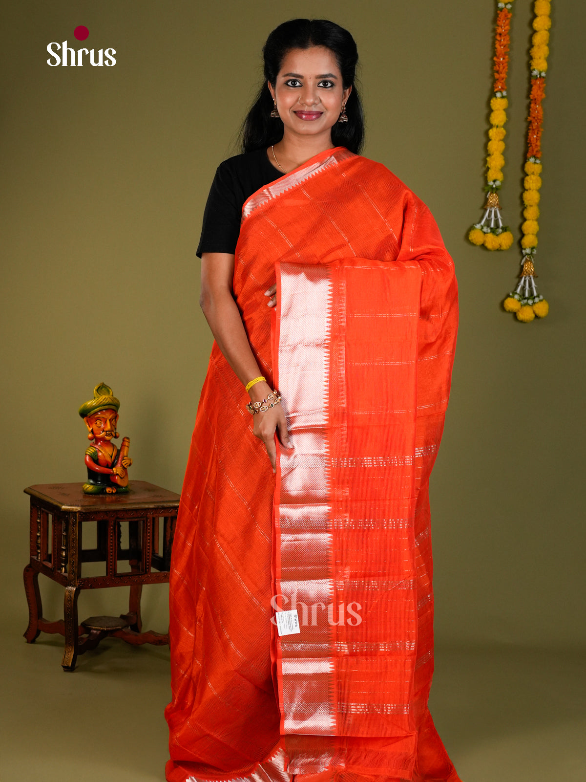 DIS26107 - Mangalagiri silkcotton Saree - Shop on Shrus.com