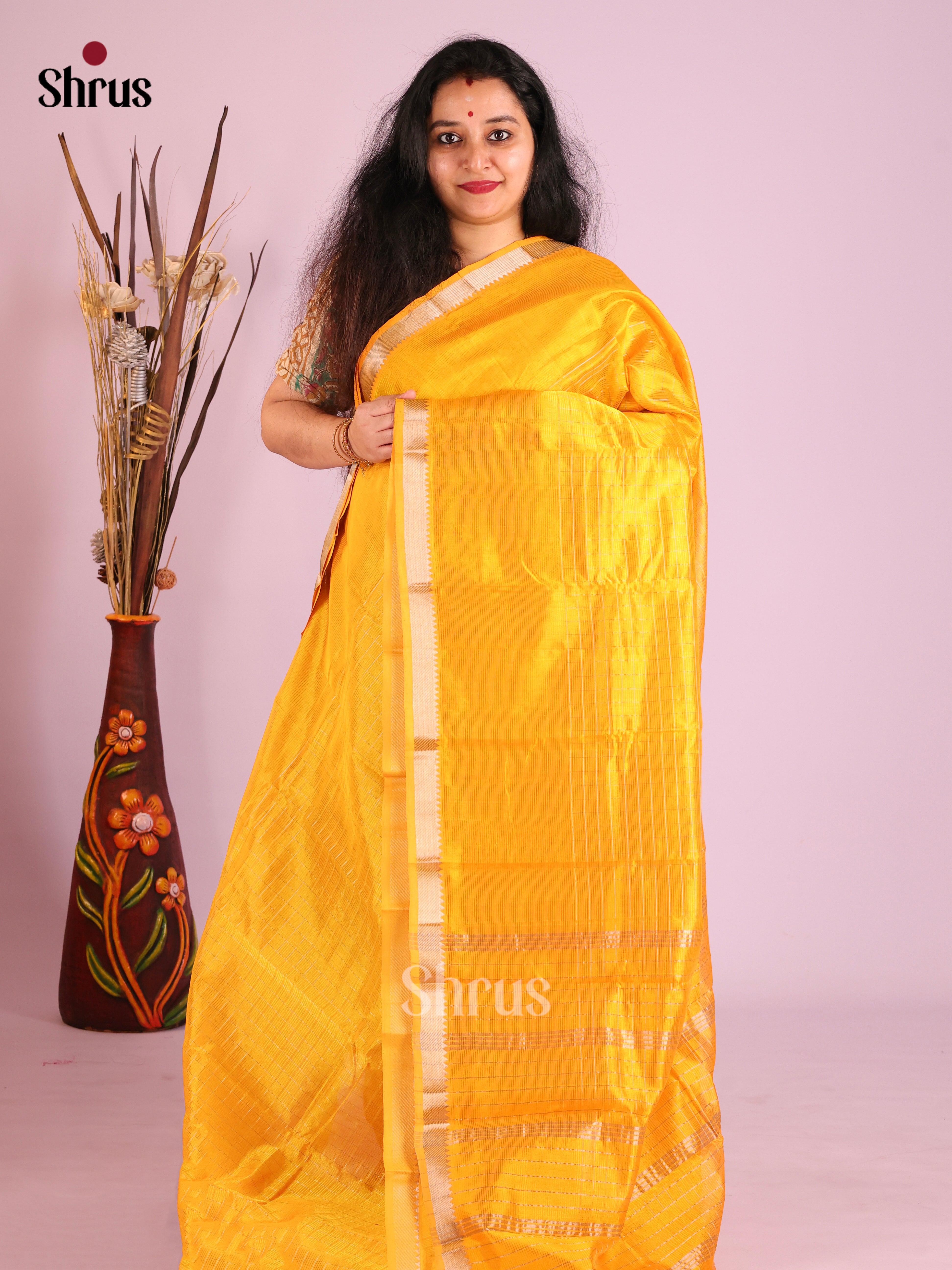 Mango Yellow(Single Tone)- Mangalagiri silkcotton Saree