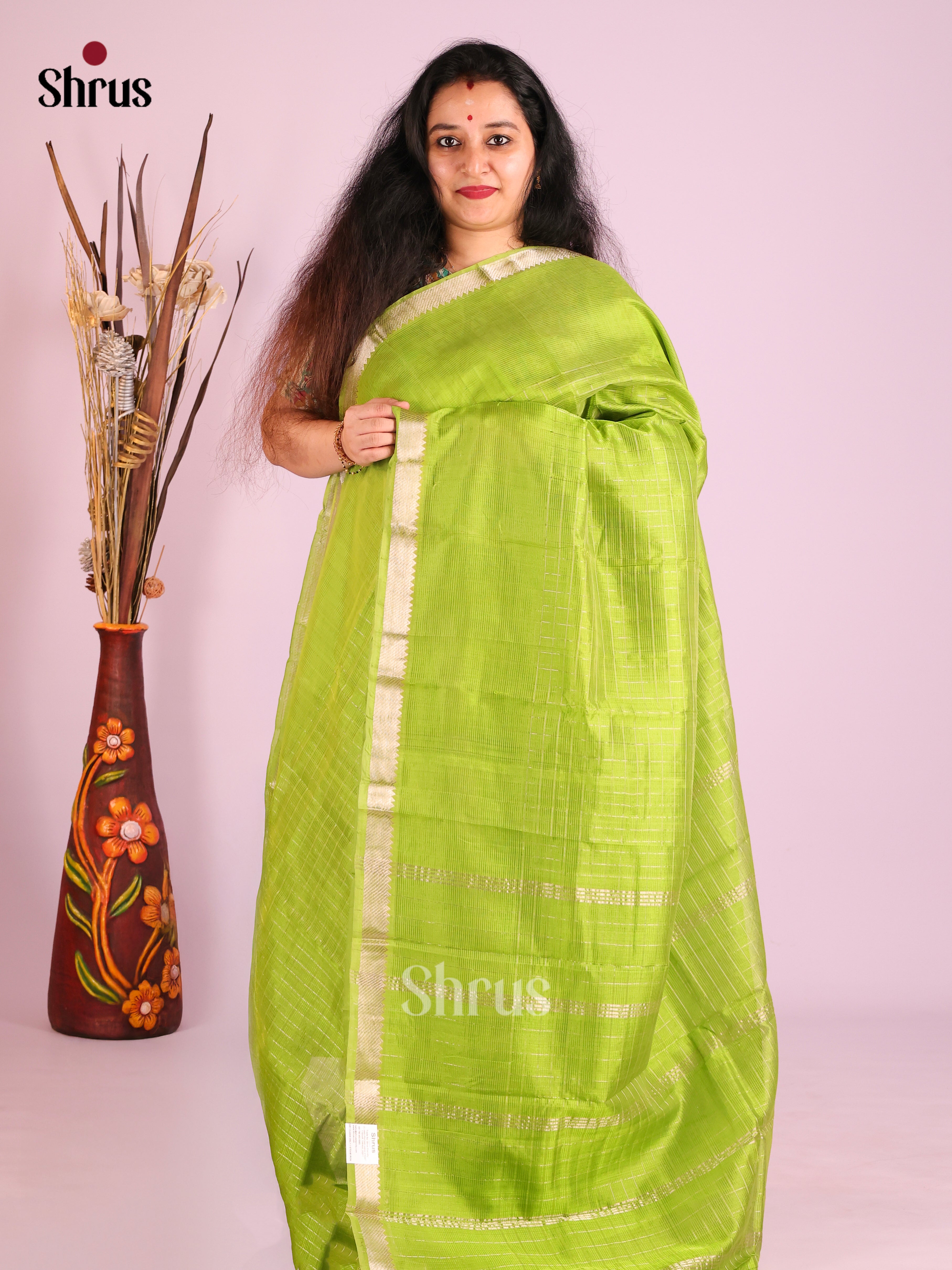 Light Green(Single Tone) - Mangalagiri silkcotton Saree